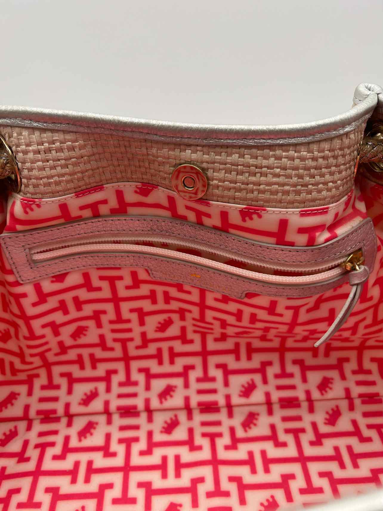 Elaine Turner Bone/Silver Woven Raffia Designer Tote - Image 5