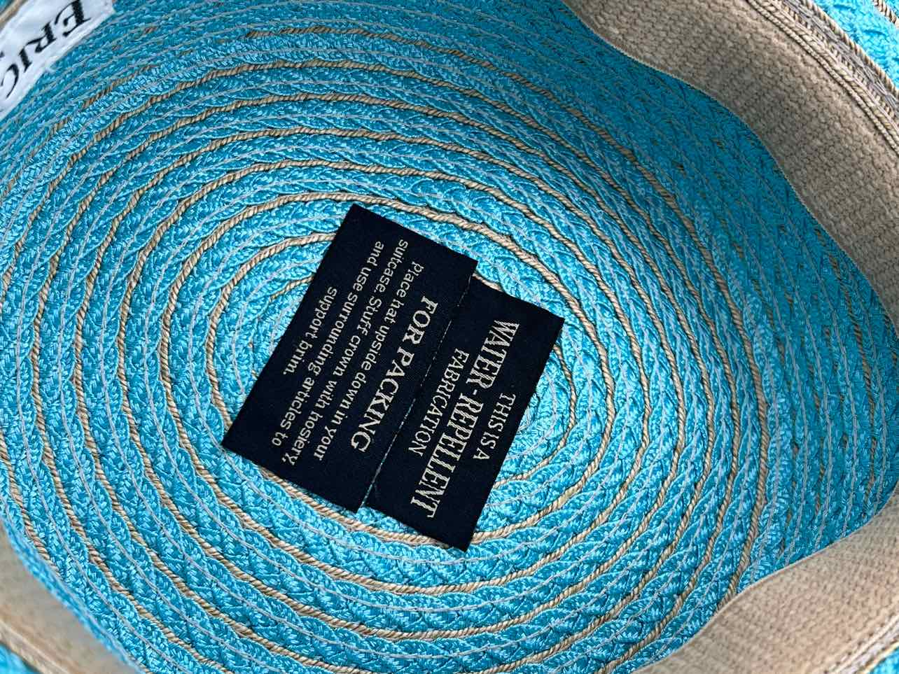 Eric Javits Aqua/Tan Woven Designer Hat - Image 9