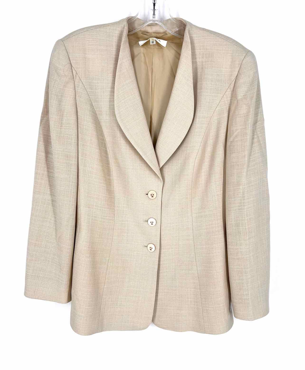 Escada Size M Beige Silk/Wool Blend Designer Blazer