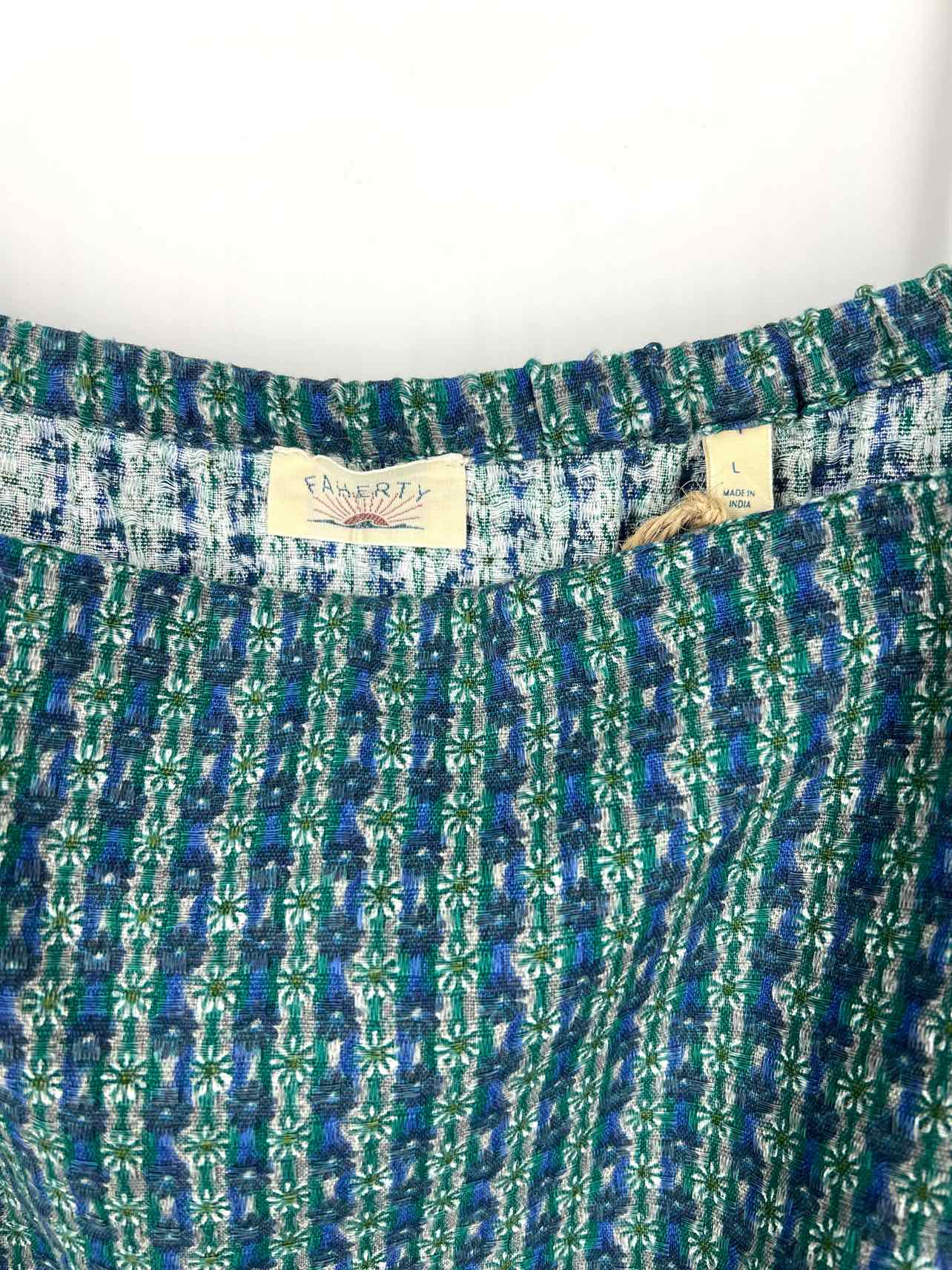 Faherty Size L Blue/Green Print Stripe NEW Dresses Dress - Image 3