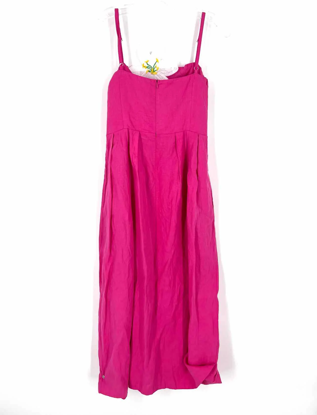 Fanm Mon Size S Pink/White Flower Linen Designer Dress Maxi - Image 2