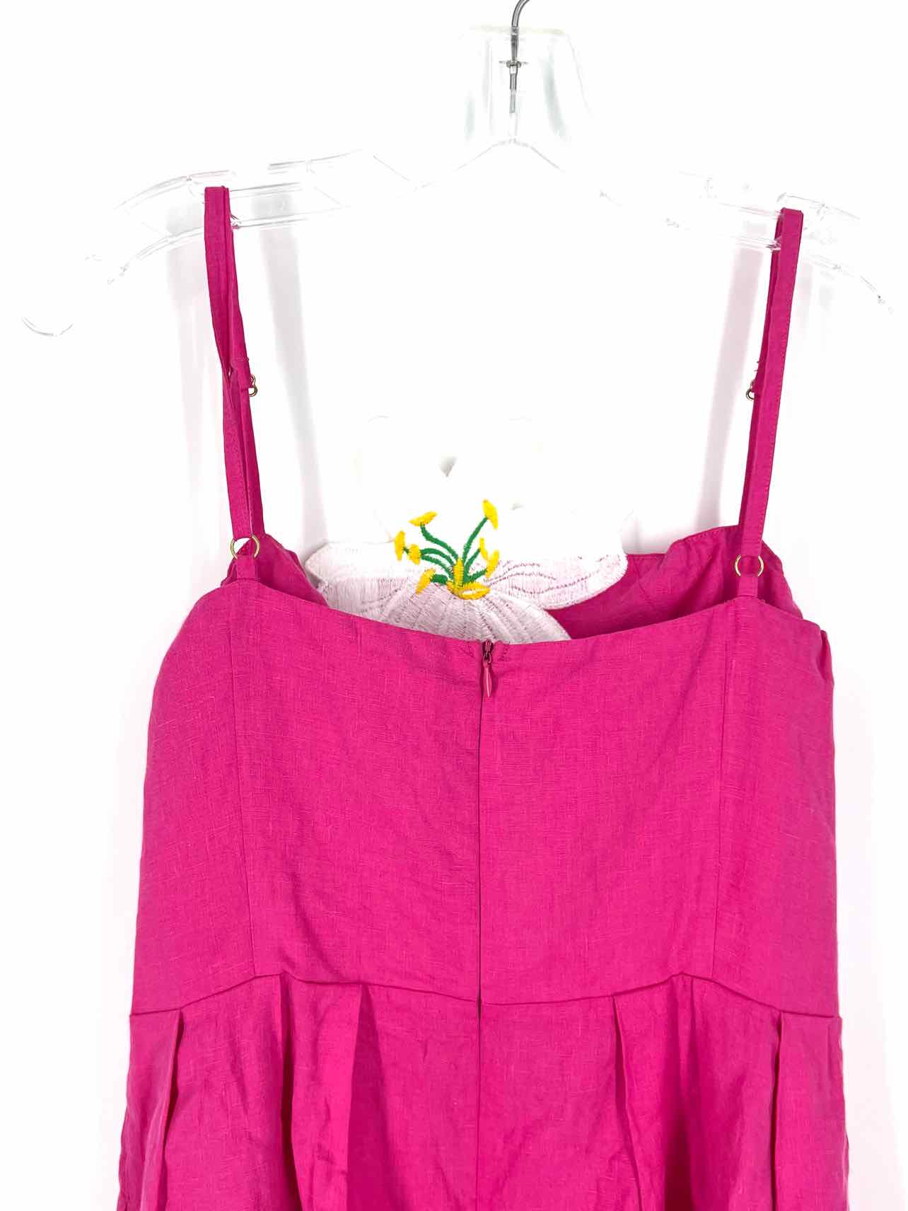 Fanm Mon Size S Pink/White Flower Linen Designer Dress Maxi - Image 3