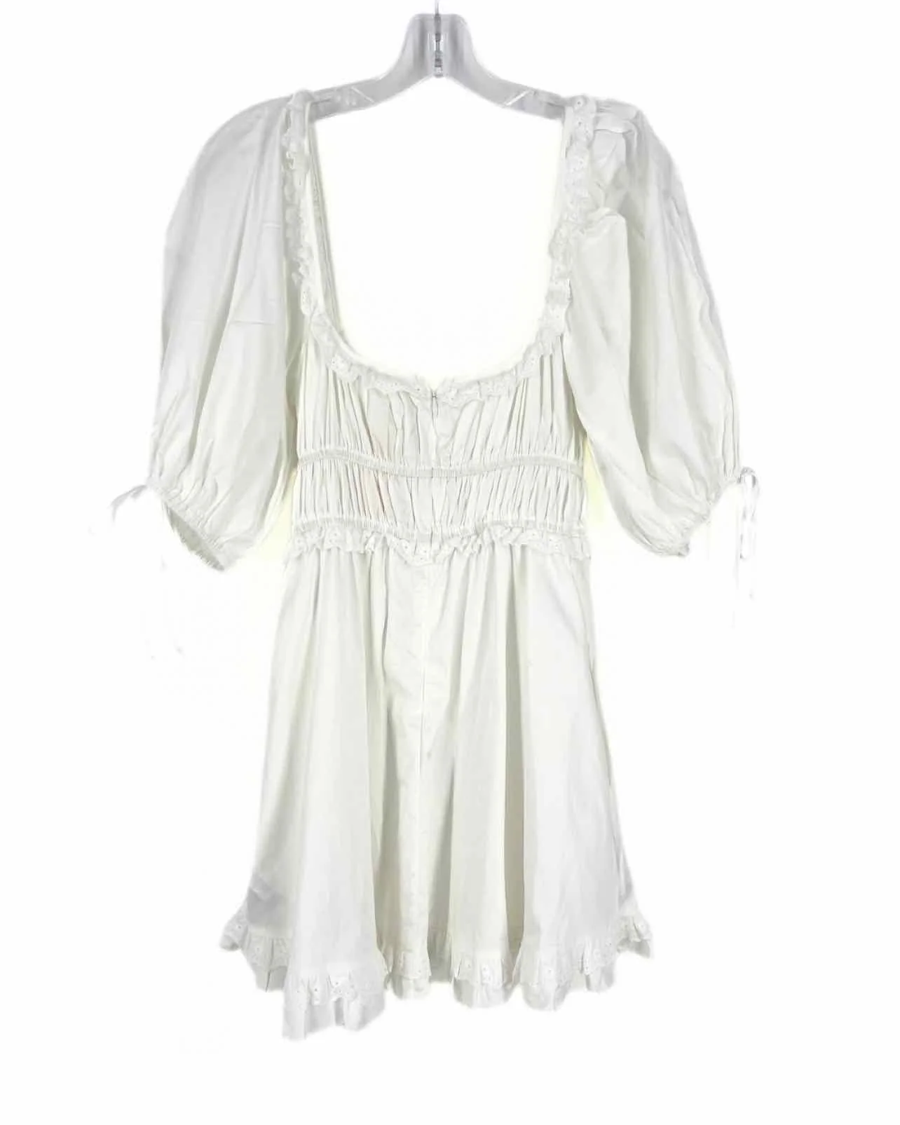 For Love & Lemons Size S White Shirred Ruffle Trim Designer Dress - Image 2