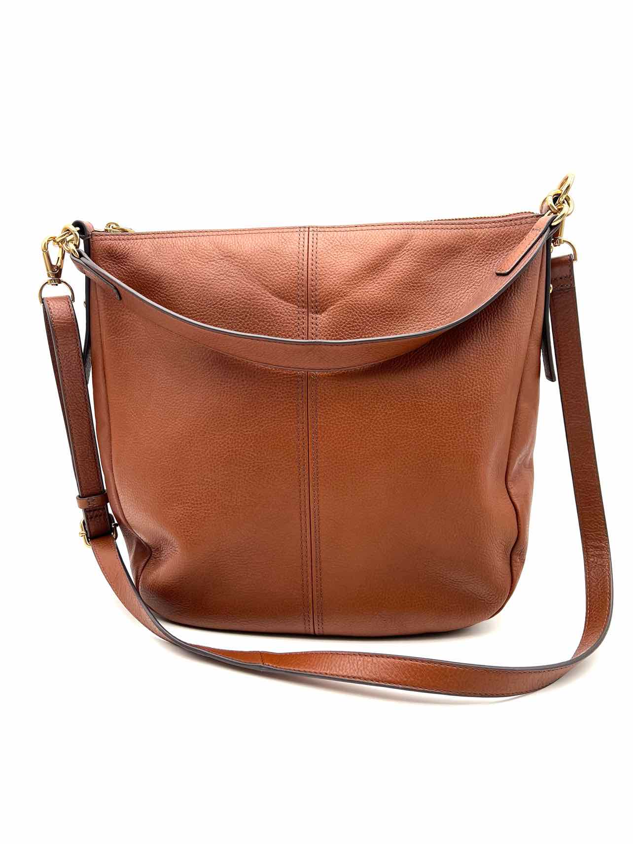 Fossil Brown Hobo Pebbled Leather Designer Satchel - Image 2