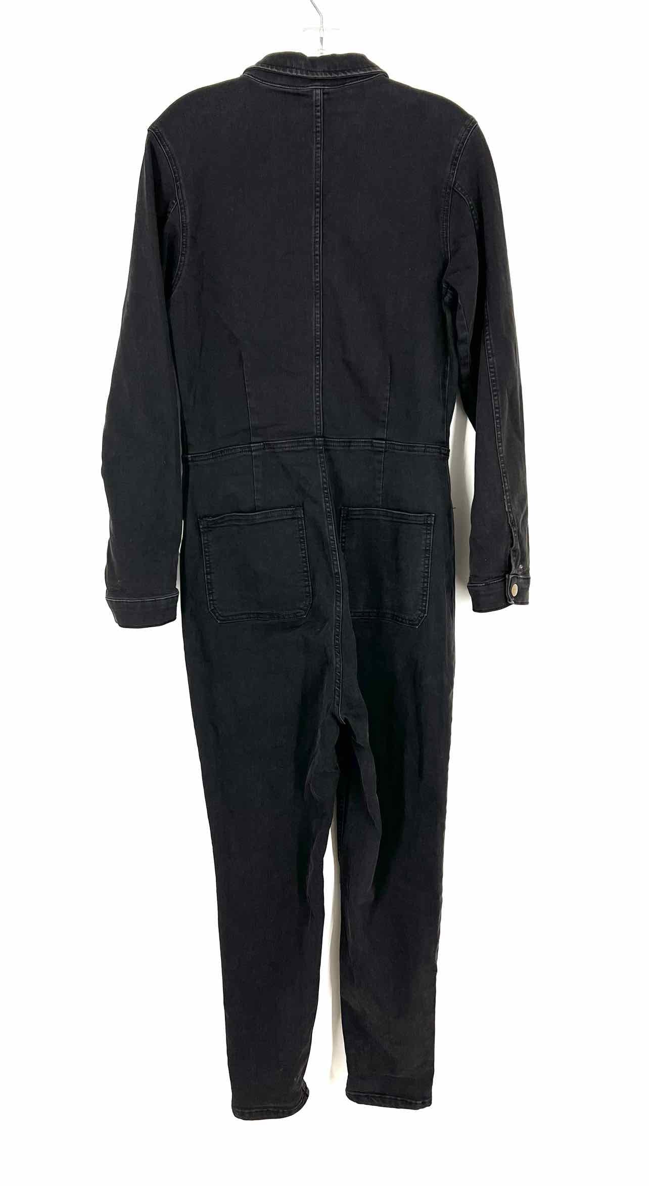 Free People Size L Black Denim Zipper NEW Designer Jumpsuit - Image 2