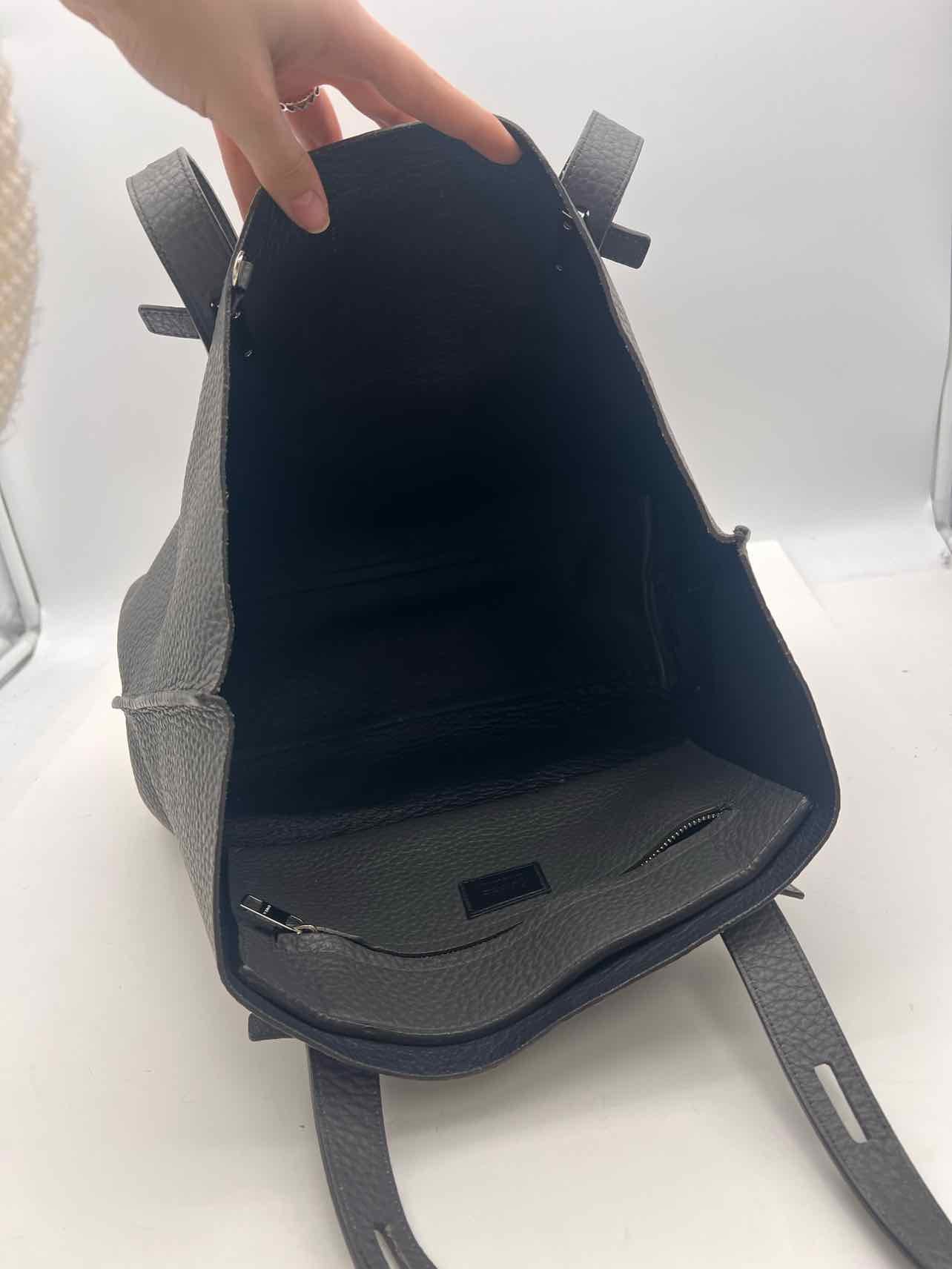 Furla Dark Gray Pebbled Leather Designer Tote - Image 12