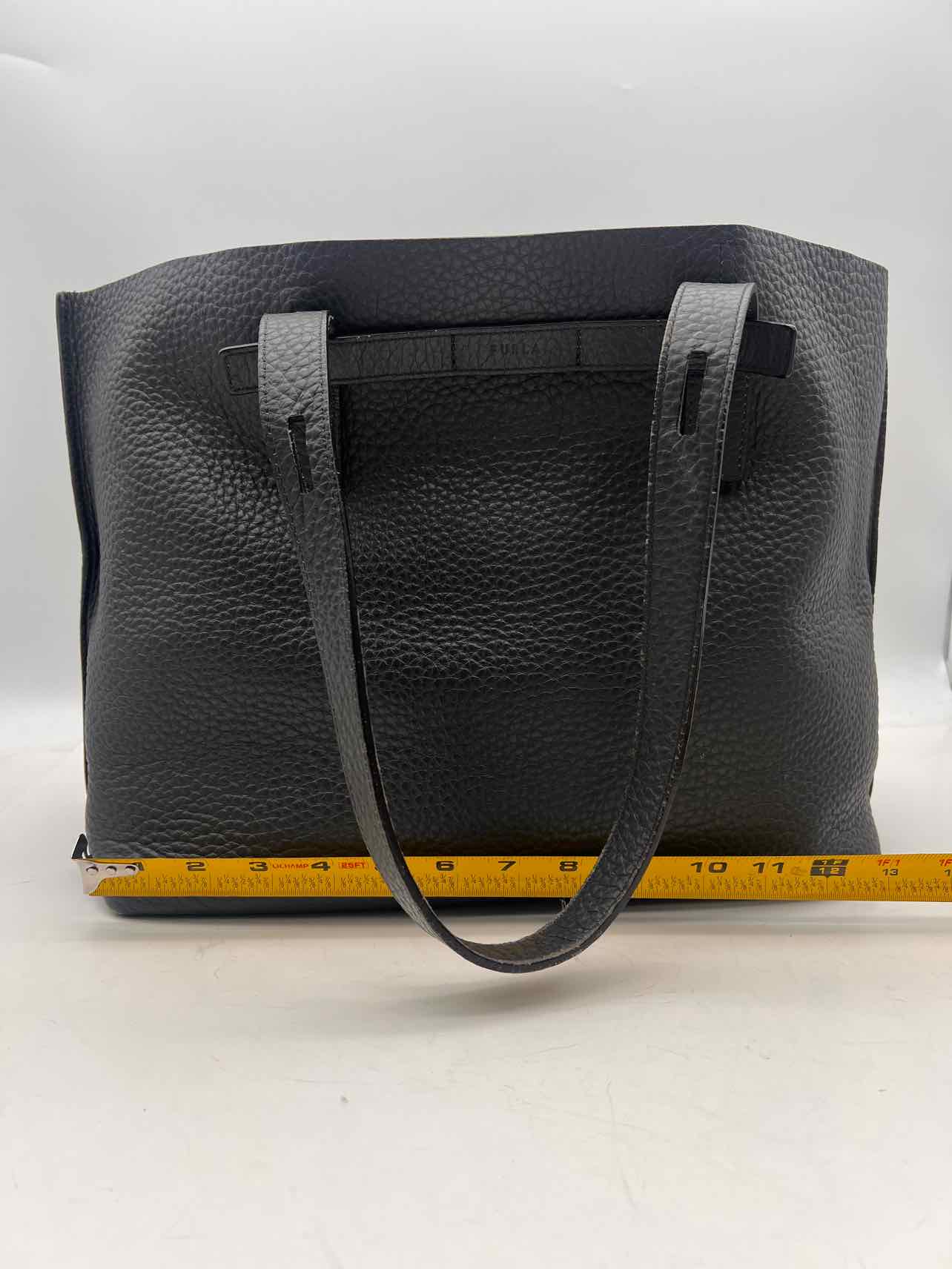 Furla Dark Gray Pebbled Leather Designer Tote - Image 14