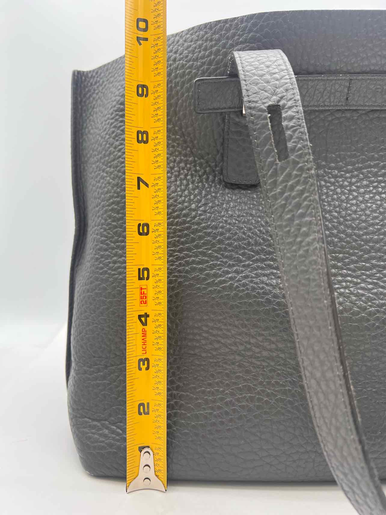 Furla Dark Gray Pebbled Leather Designer Tote - Image 15
