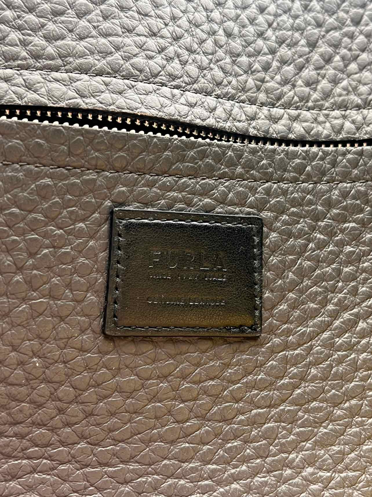 Furla Dark Gray Pebbled Leather Designer Tote - Image 4