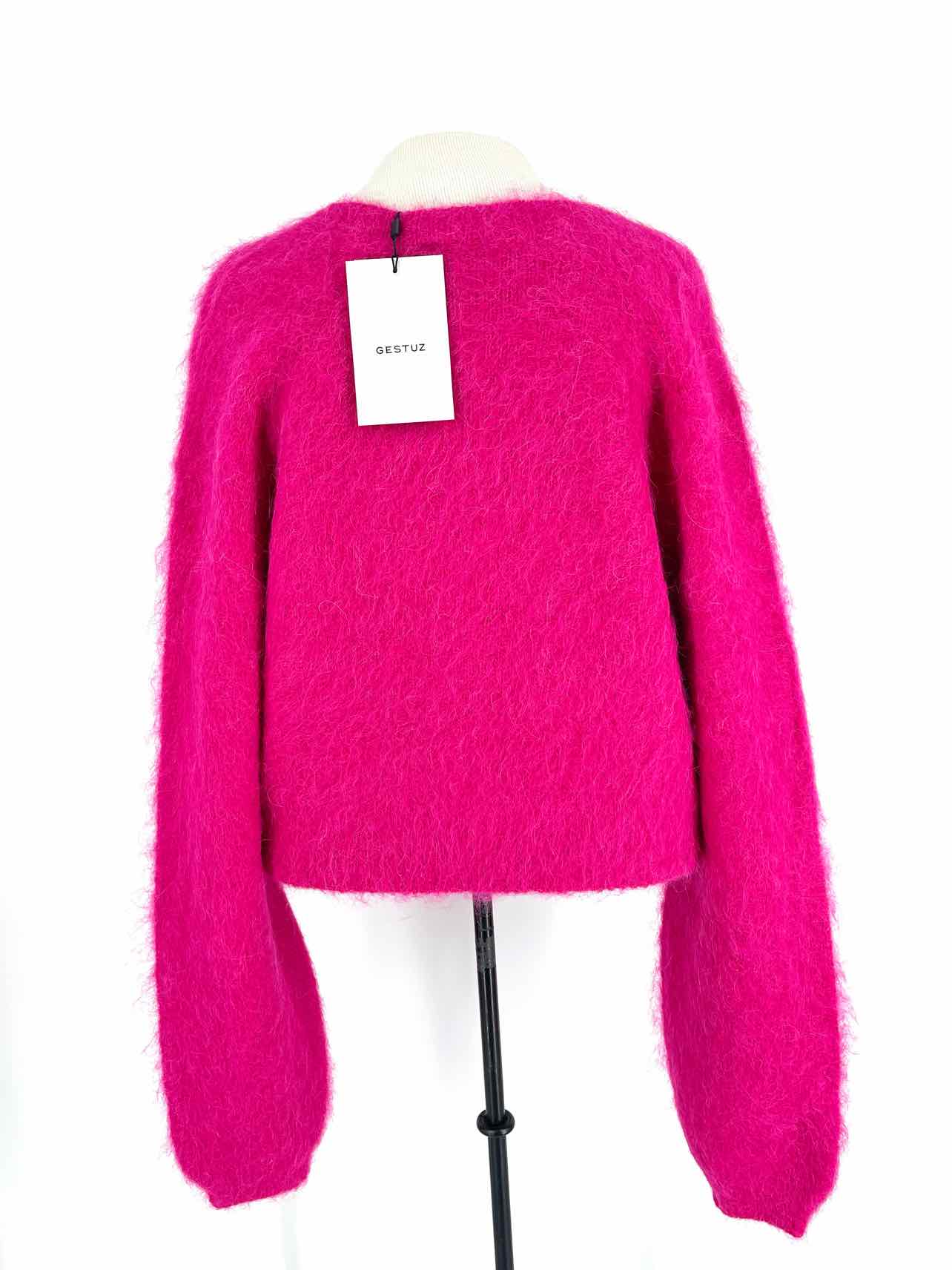 Gestuz Size S Hot Pink Cropped Wool Blend NEW Designer Sweater - Image 3