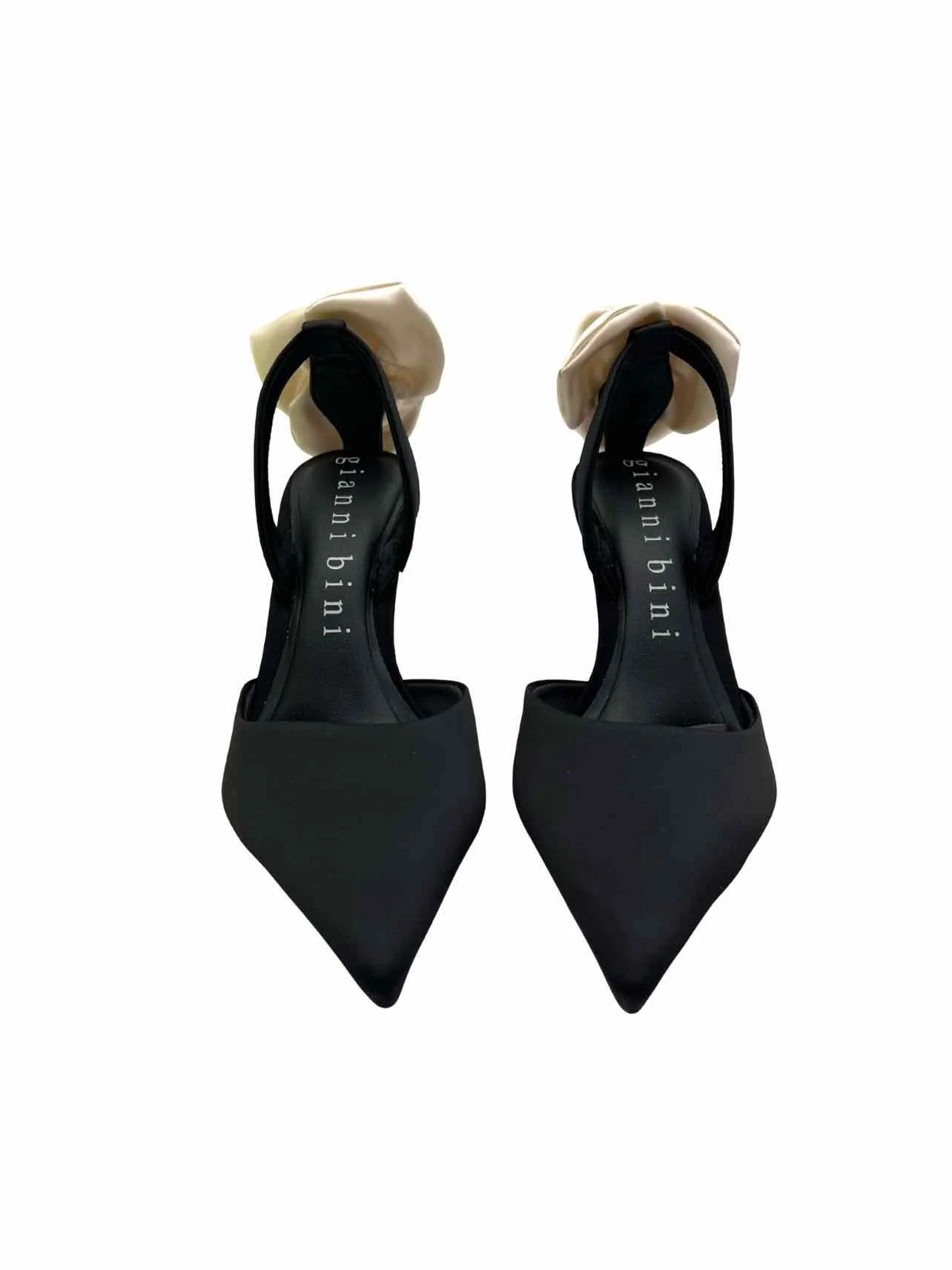 Gianni Bini Size 7.5 Black/Cream Slingbacks Rosette W/ BOX!!! Designer Pumps - Image 2