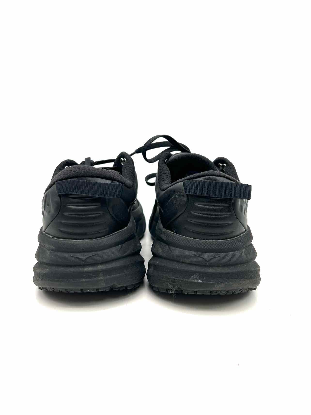 Hoka Size 9.5 Black Lace-Up Leather Designer Sneakers - Image 3