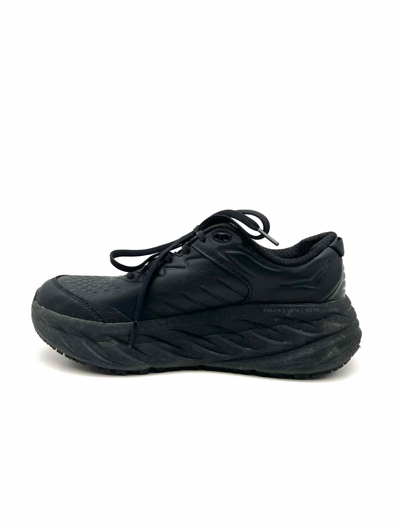 Hoka Size 9.5 Black Lace-Up Leather Designer Sneakers - Image 5