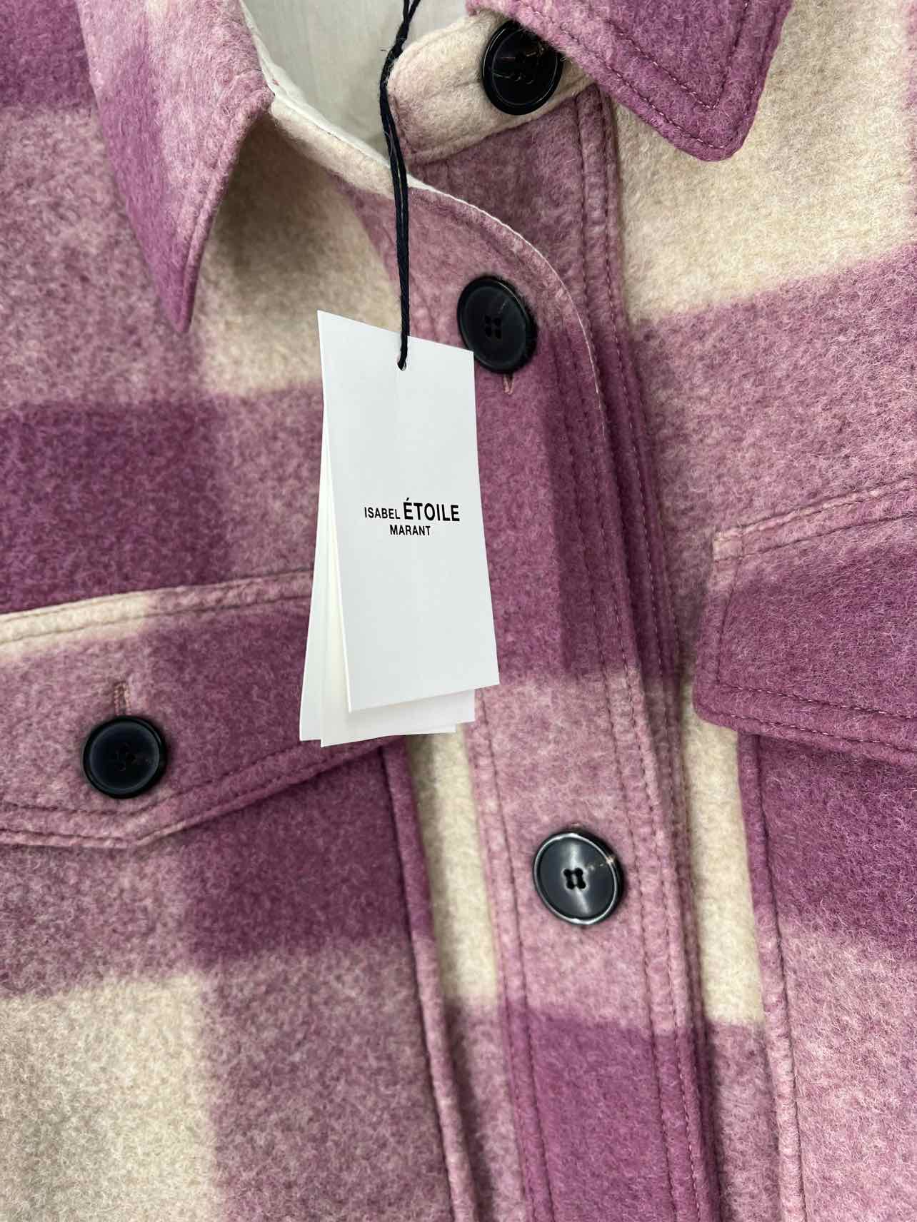Isabel Marant Etoile Size 6 Mauve/Cream Plaid NEW Designer Coat - Image 4