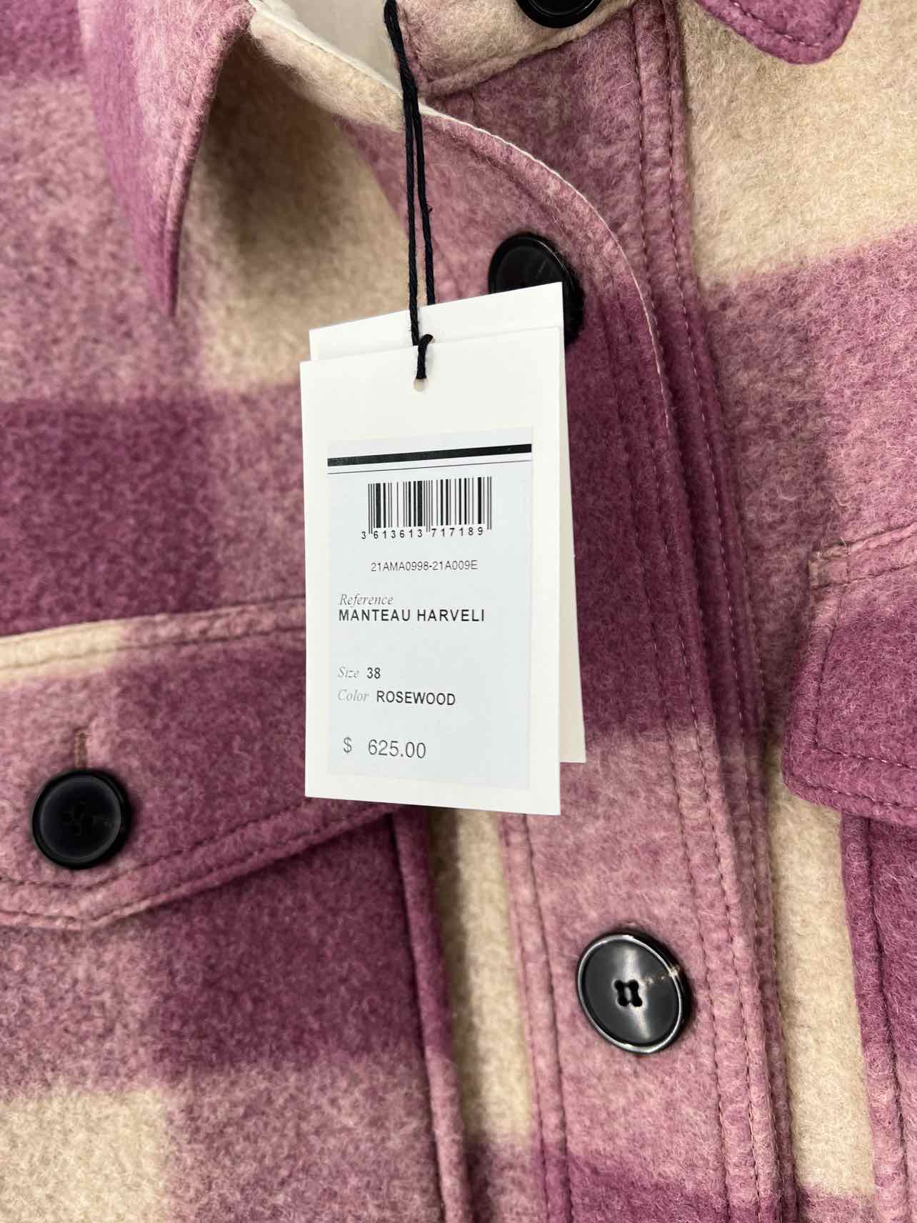 Isabel Marant Etoile Size 6 Mauve/Cream Plaid NEW Designer Coat - Image 5