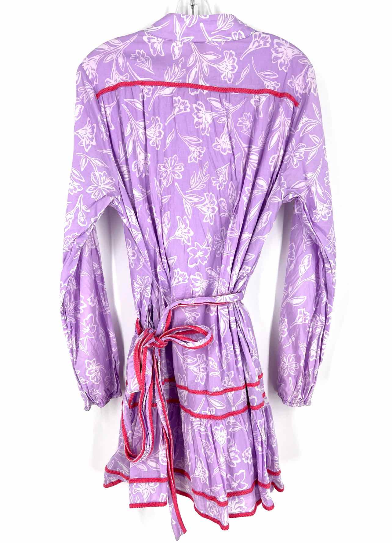 J. Marie Size XL Lavender/White Floral Button-down Belted Dresses Dress - Image 2