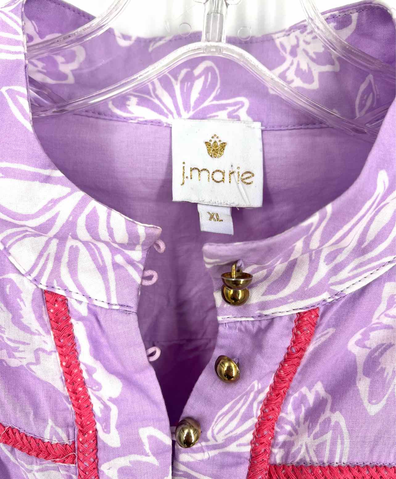 J. Marie Size XL Lavender/White Floral Button-down Belted Dresses Dress - Image 3