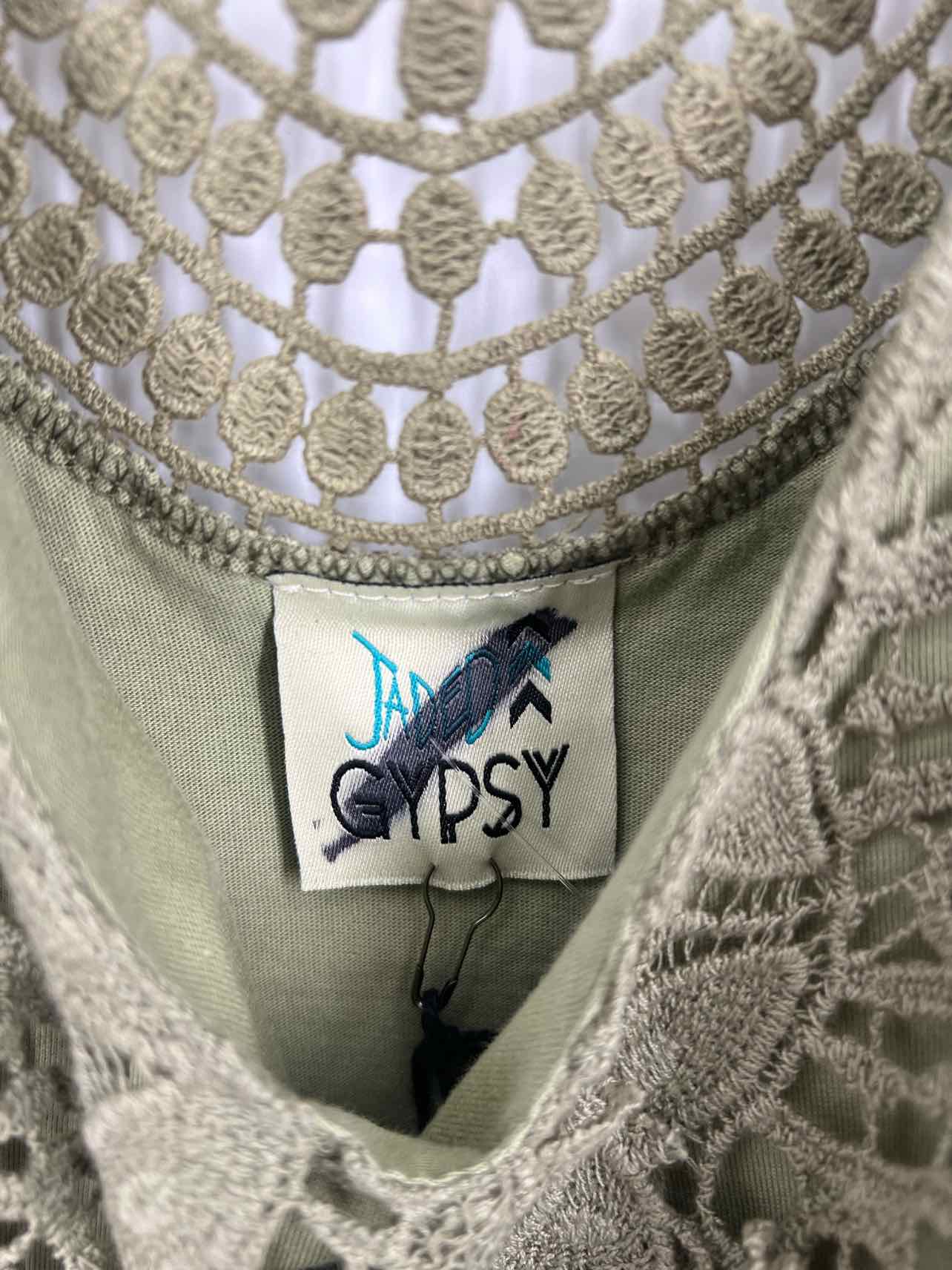 Jaded Gypsy Size M ? Dk Olive Floral Crochet NEW Designer Tunic - Image 3