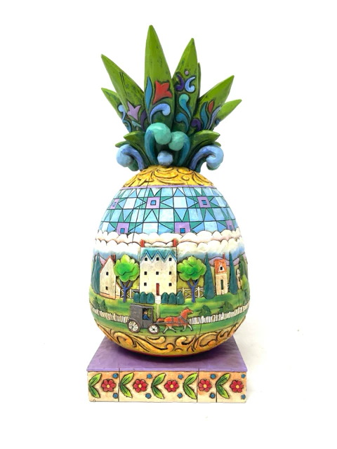Jim Shore Blue/Multi Pineapple Home Decor Figurine