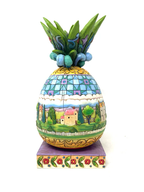 Jim Shore Blue/Multi Pineapple Home Decor Figurine - Image 2