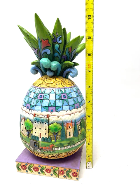 Jim Shore Blue/Multi Pineapple Home Decor Figurine - Image 7