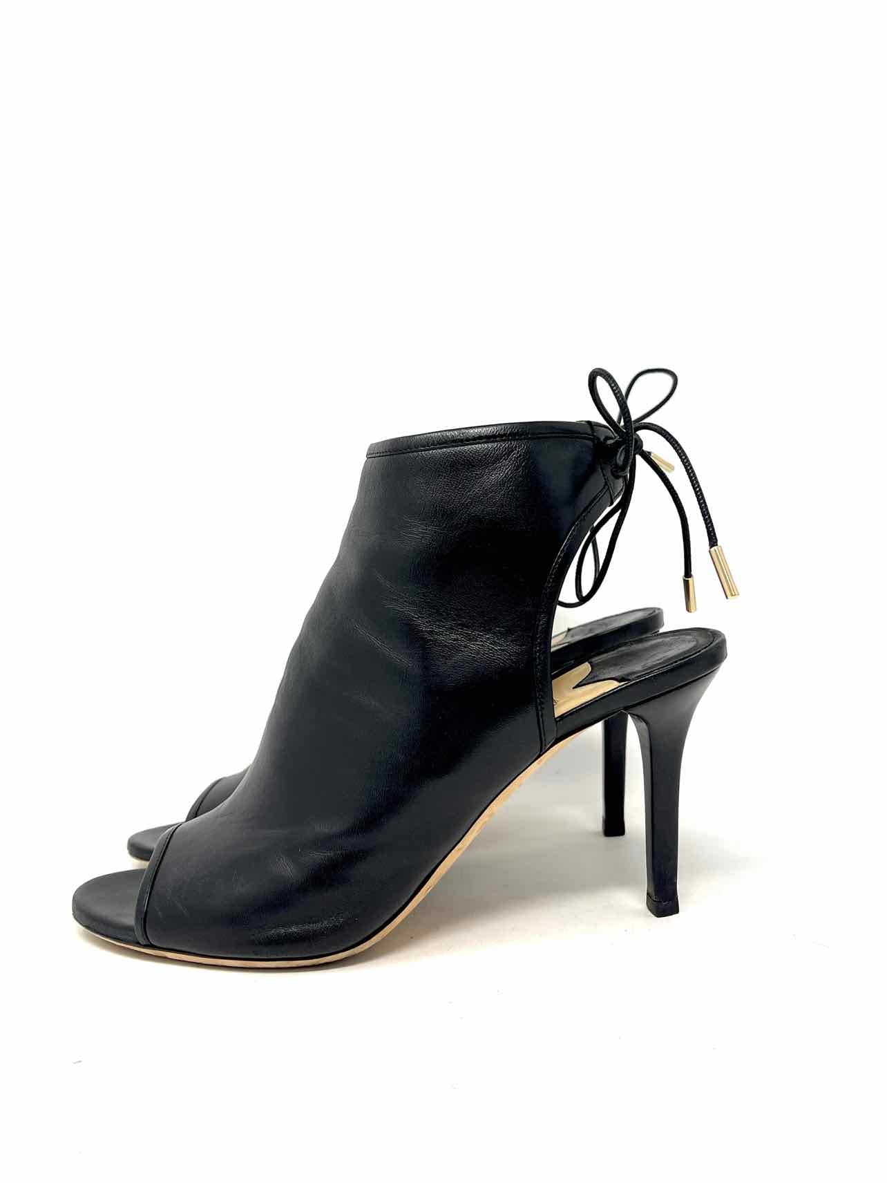 Jimmy Choo Size 9.5 Black Peep Toe Leather Shoes Shooties - Image 3