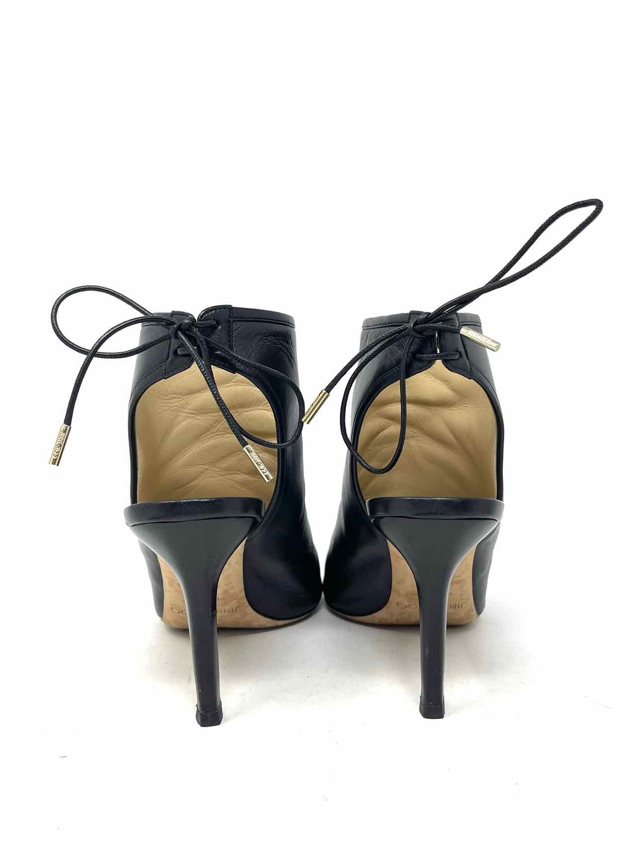 Jimmy Choo Size 9.5 Black Peep Toe Leather Shoes Shooties - Image 4