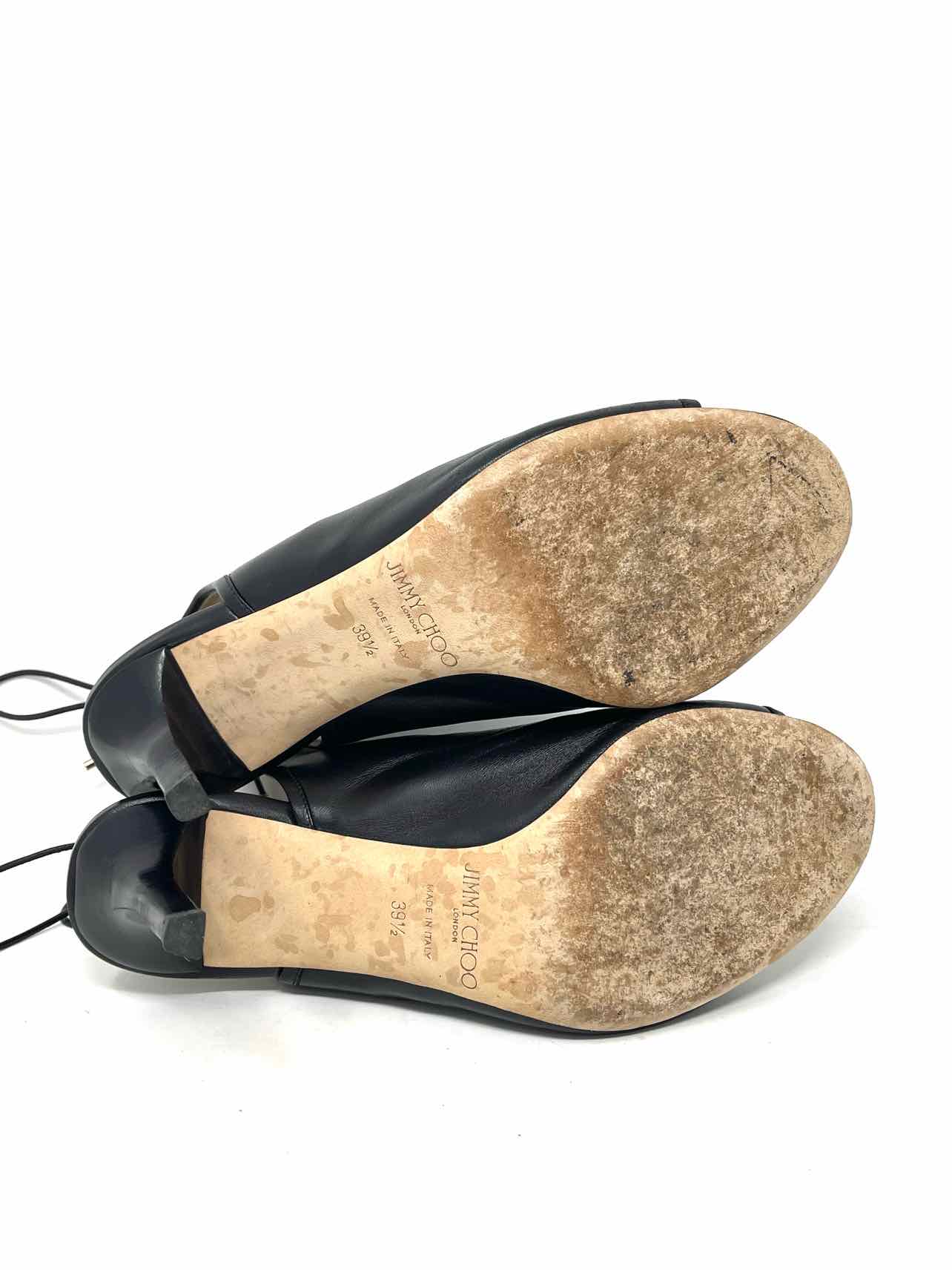 Jimmy Choo Size 9.5 Black Peep Toe Leather Shoes Shooties - Image 6