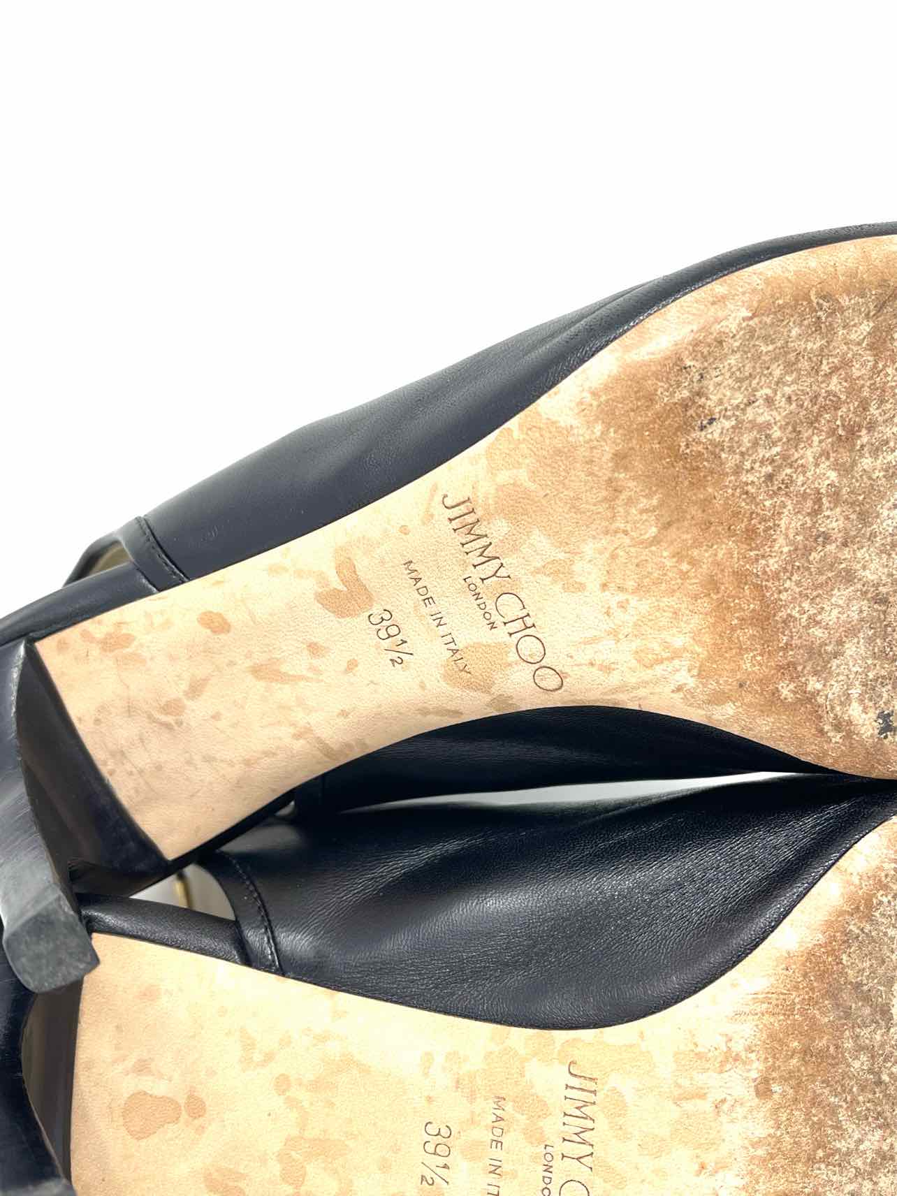 Jimmy Choo Size 9.5 Black Peep Toe Leather Shoes Shooties - Image 8