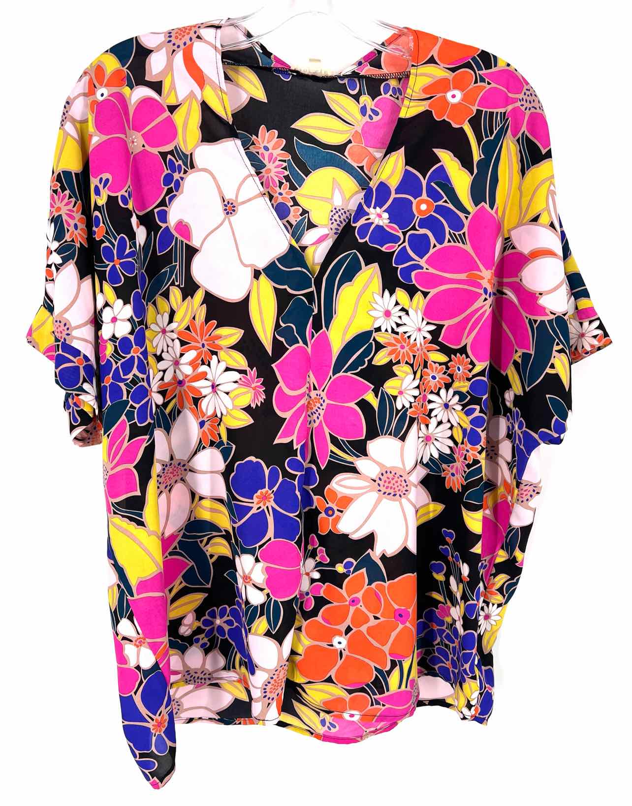 Jodifl Size M Black/Multi Floral Tops Top-Short Sleeve