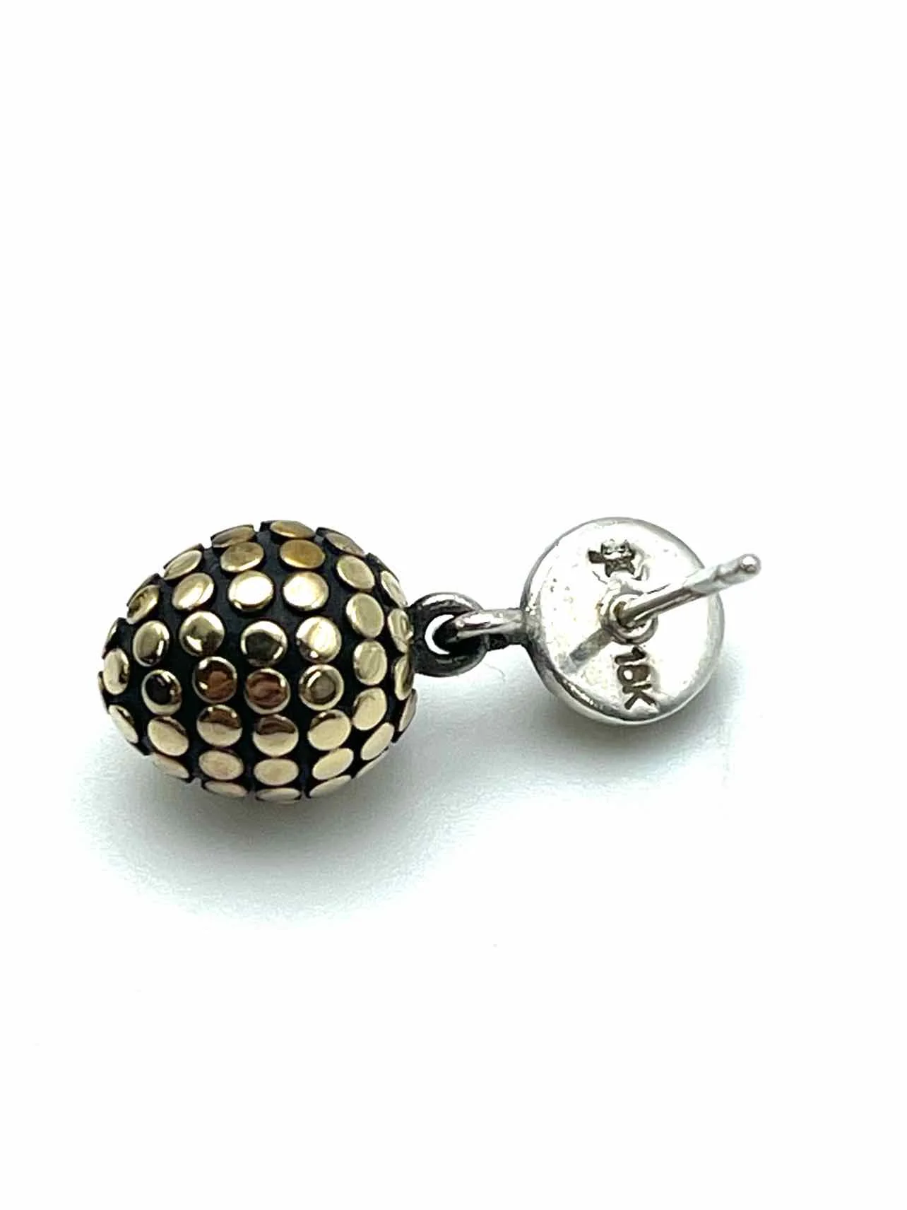 John Hardy Size S Gold/Silver Drop Dotted Sterling Silver/Gold Jewelry Earrings - Image 3