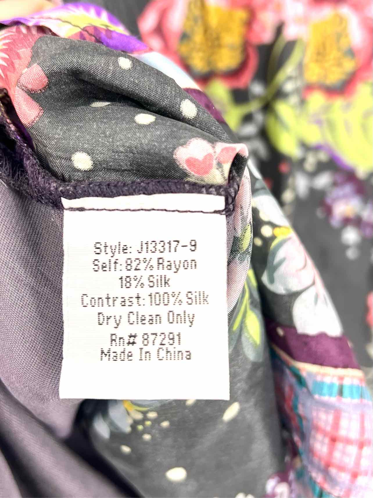 Johnny Was Size S Eggplant/Multi Floral Velvet Designer Tunic - Image 4