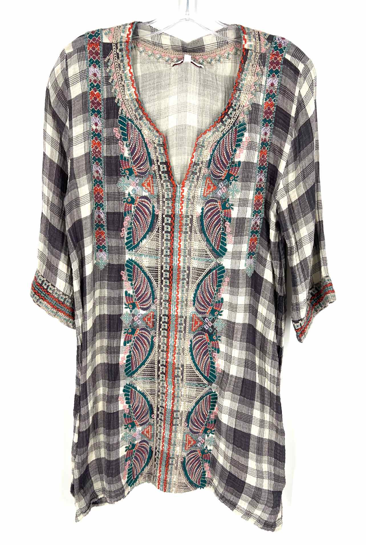 Johnny Was Workshop Size M Purple/Multi Print Embroidered Designer Dress