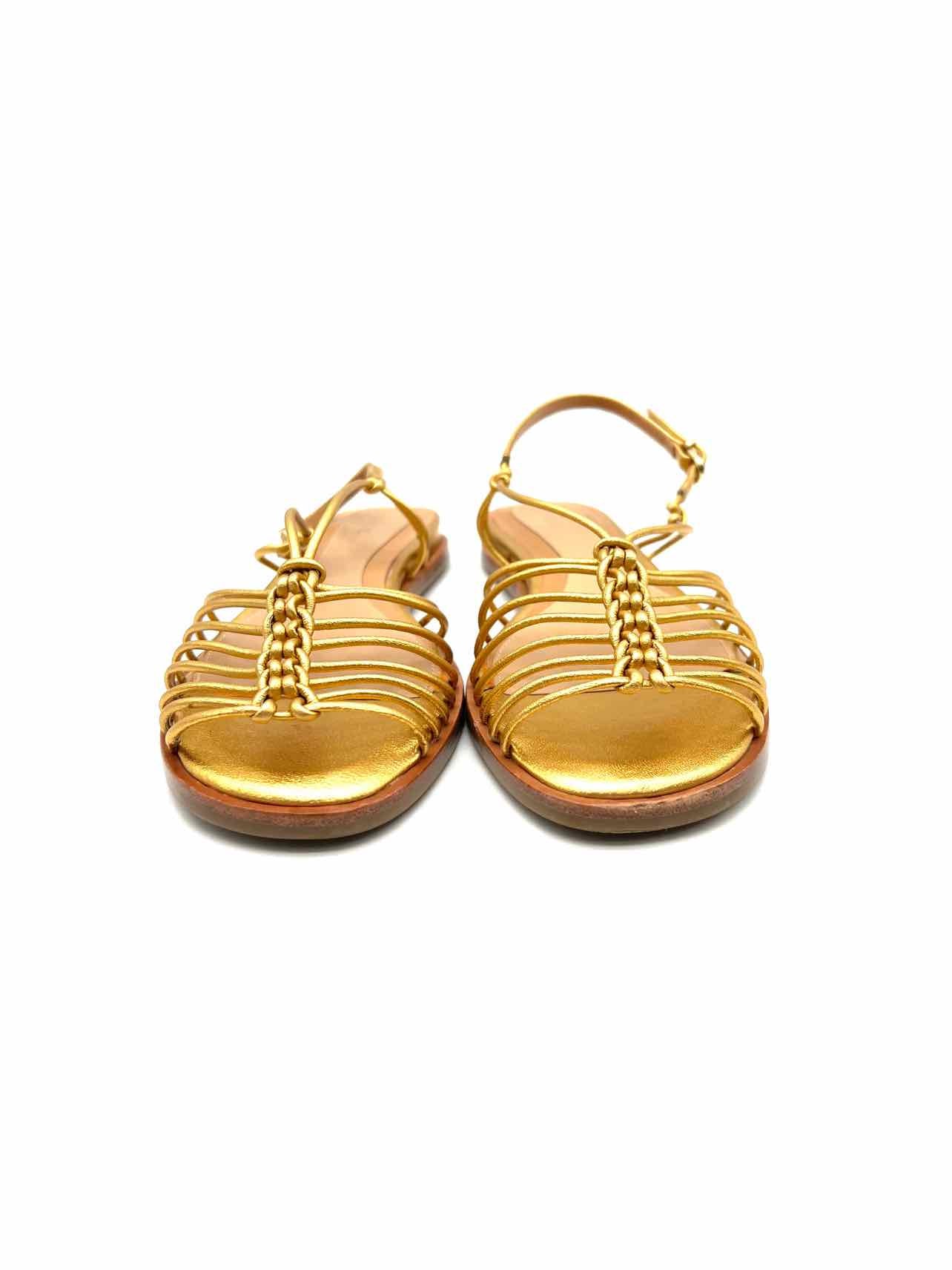 Joie Size 8 Gold Caged Leather Shoes Sandals - Image 3