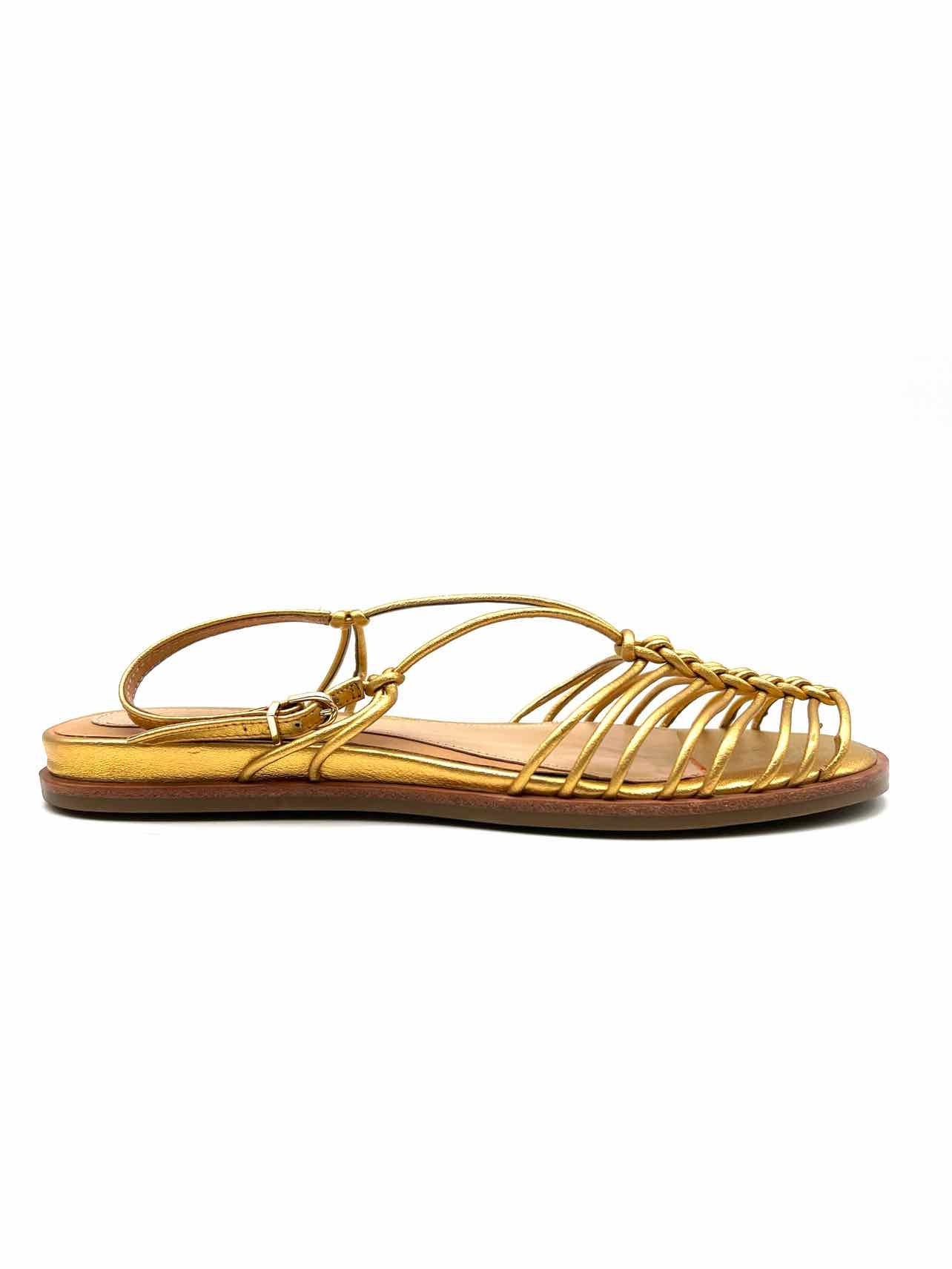 Joie Size 8 Gold Caged Leather Shoes Sandals - Image 4