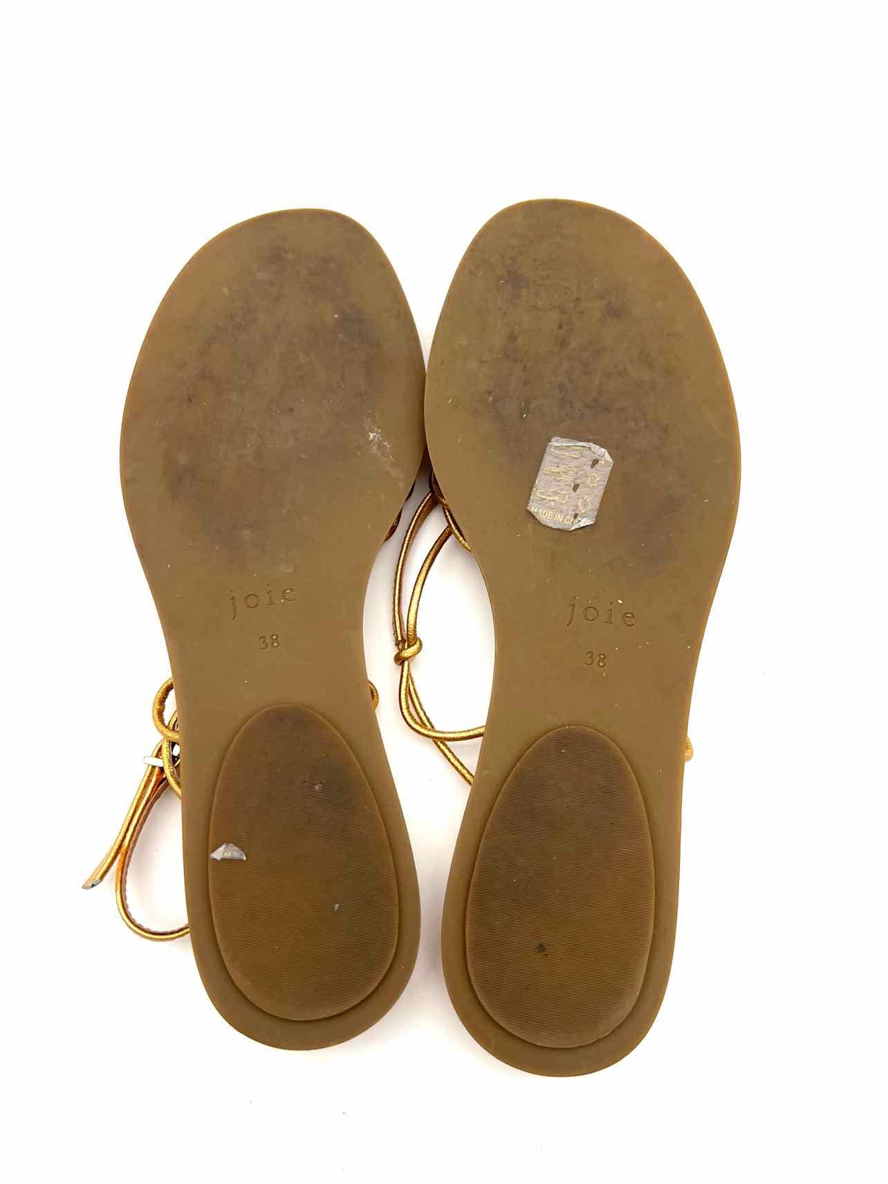 Joie Size 8 Gold Caged Leather Shoes Sandals - Image 5