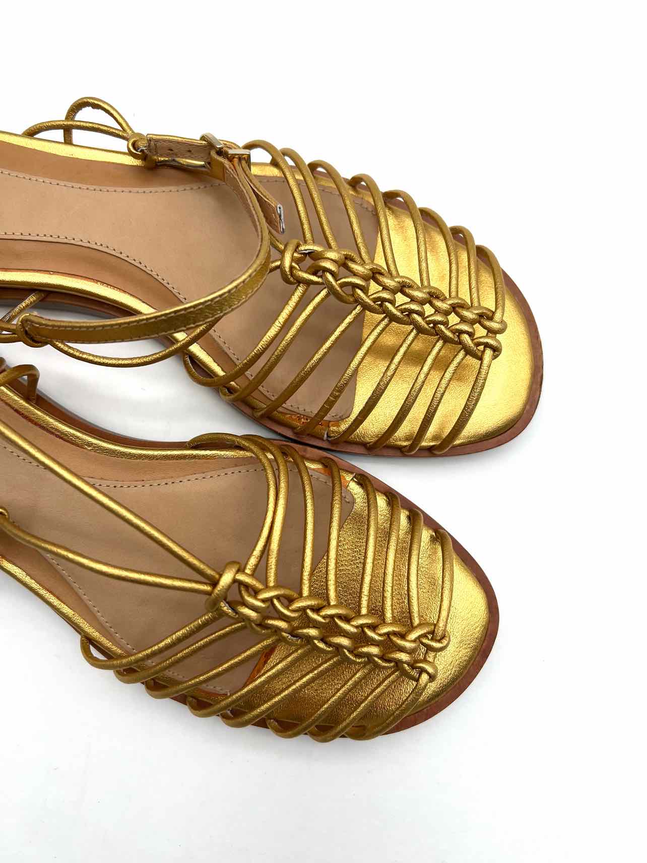 Joie Size 8 Gold Caged Leather Shoes Sandals - Image 6