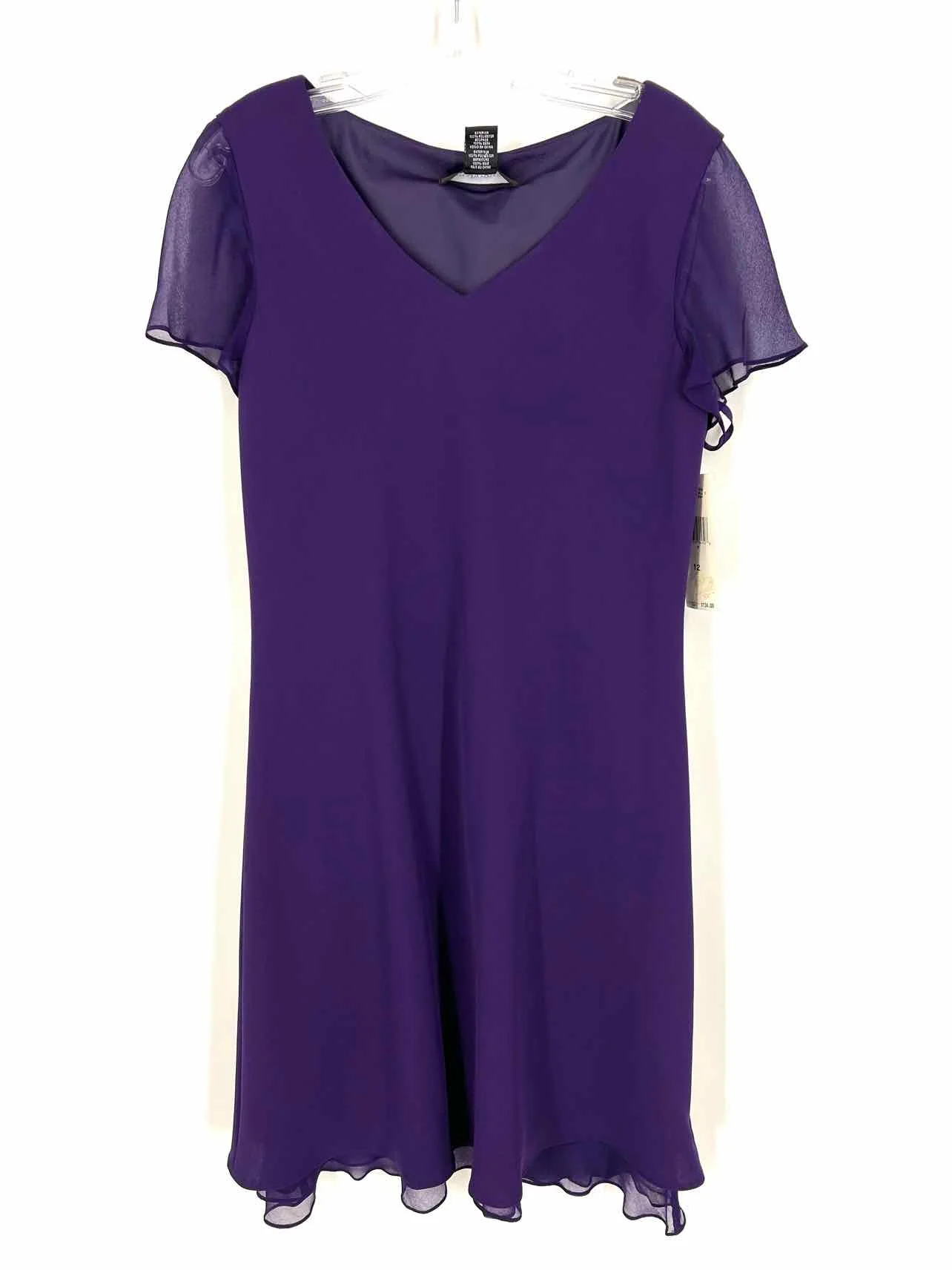 Jones New York Size 12 Eggplant Solid Sheer Sleeve NEW Dresses Dress