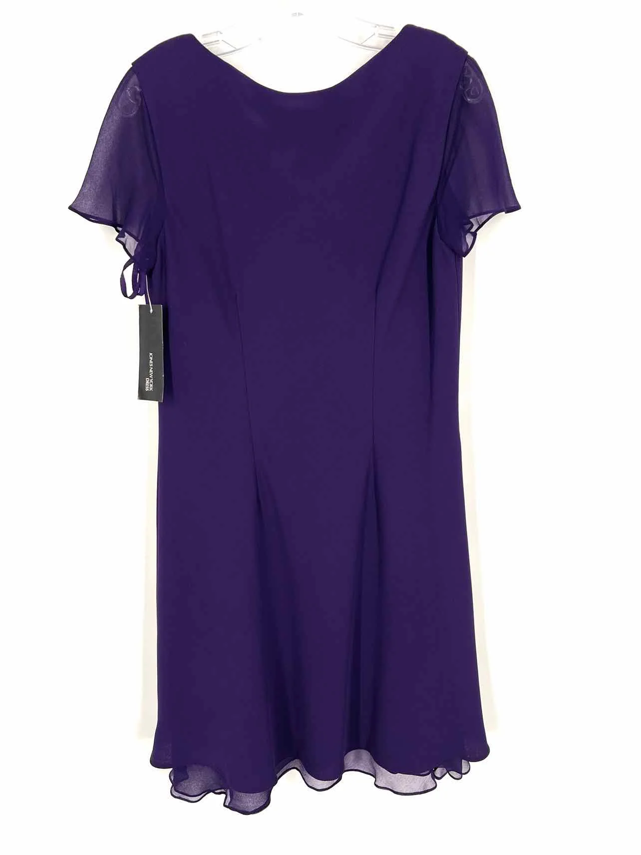 Jones New York Size 12 Eggplant Solid Sheer Sleeve NEW Dresses Dress - Image 2