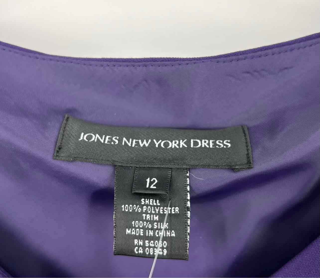 Jones New York Size 12 Eggplant Solid Sheer Sleeve NEW Dresses Dress - Image 4