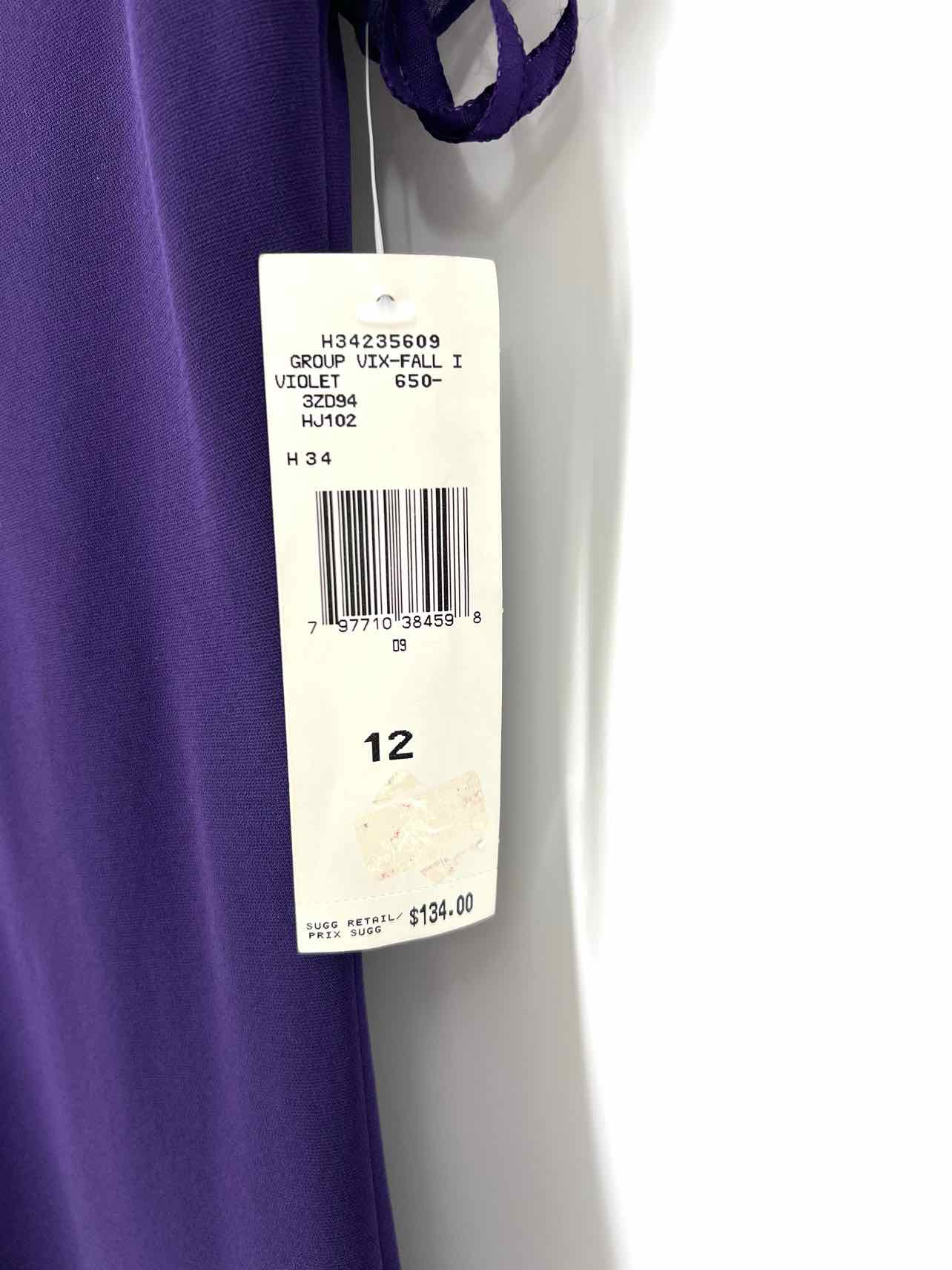 Jones New York Size 12 Eggplant Solid Sheer Sleeve NEW Dresses Dress - Image 5