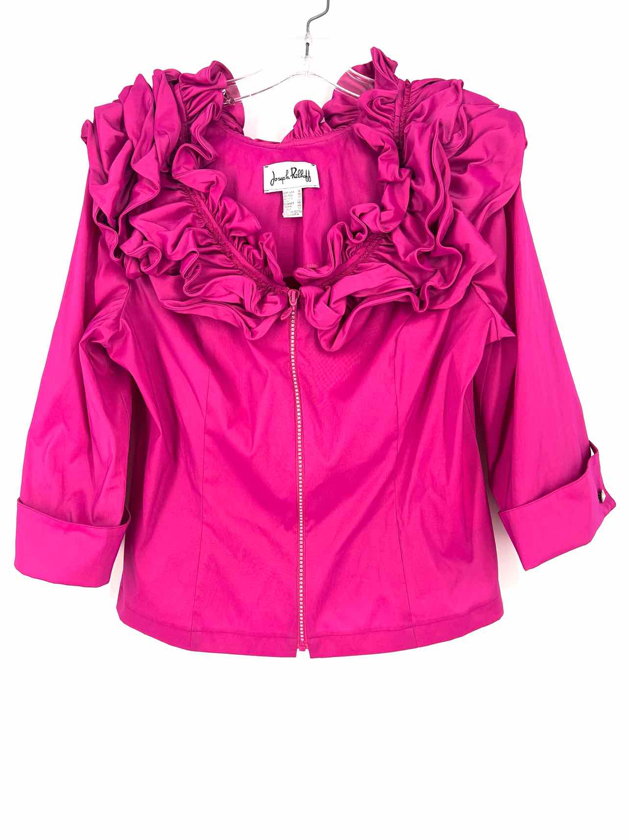 Joseph Ribkoff Size 16 Dk Fuchsia Ruffles Rhinestones NEW Designer Jacket