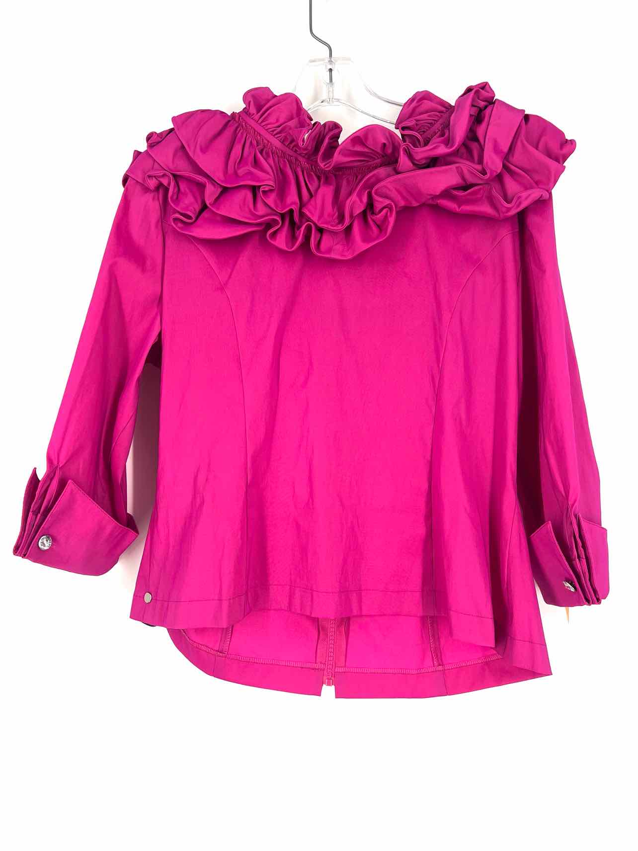 Joseph Ribkoff Size 16 Dk Fuchsia Ruffles Rhinestones NEW Designer Jacket - Image 2