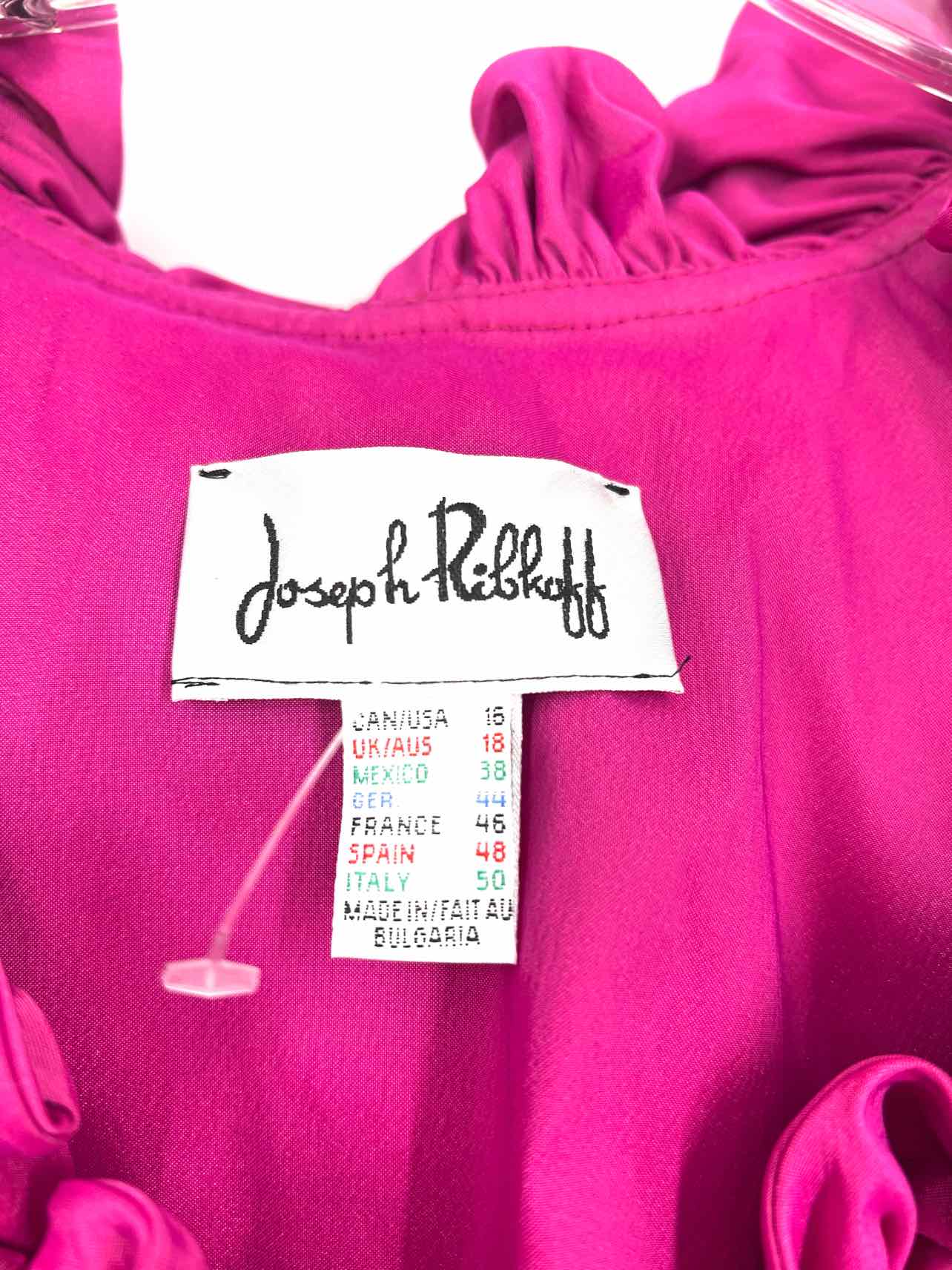 Joseph Ribkoff Size 16 Dk Fuchsia Ruffles Rhinestones NEW Designer Jacket - Image 4