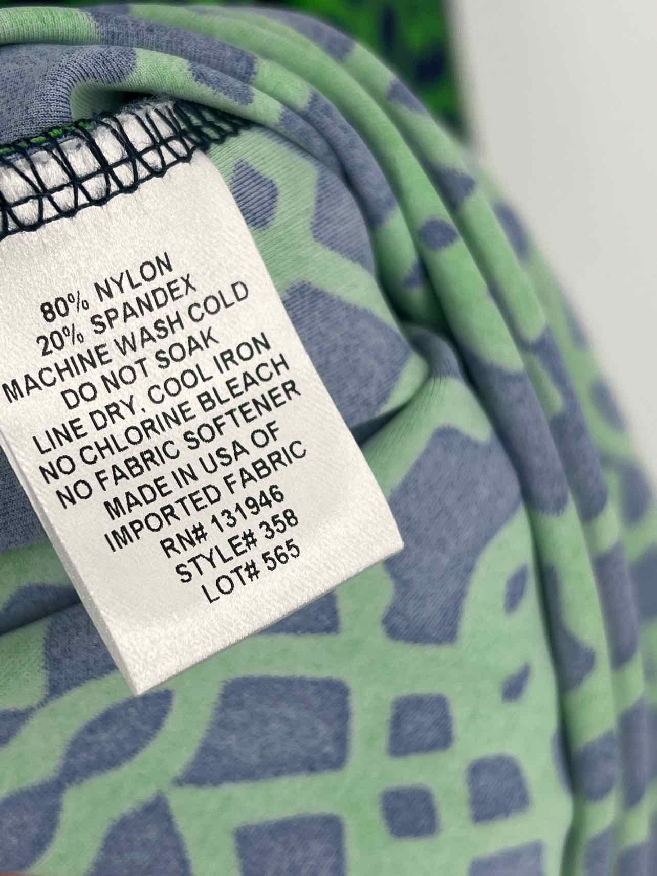 Jude Connally Size L Navy/Green Print V-Neck Tops Tunic - Image 3