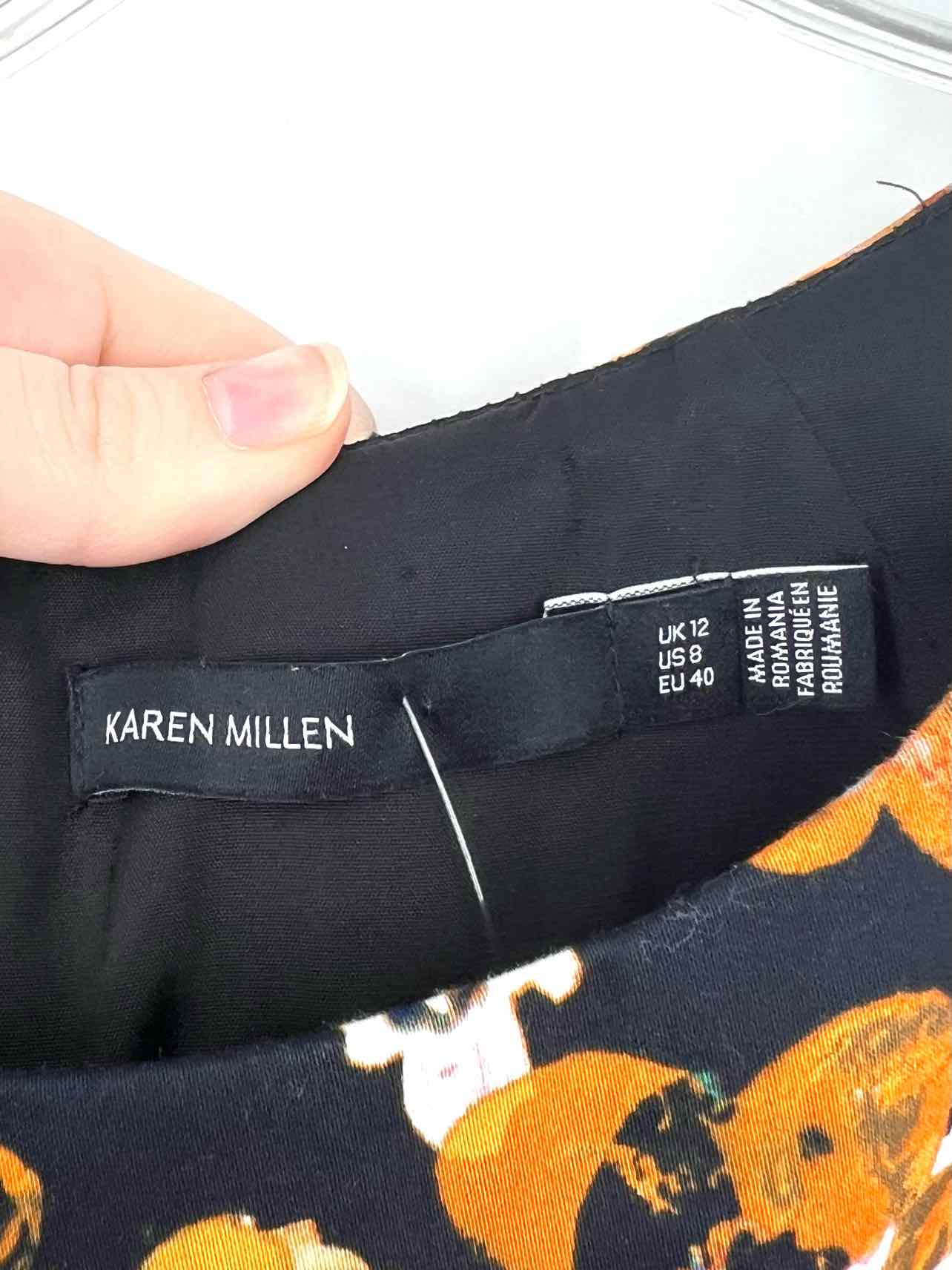 Karen Millen Size 8 Black/Multi Floral Designer Dress - Image 3