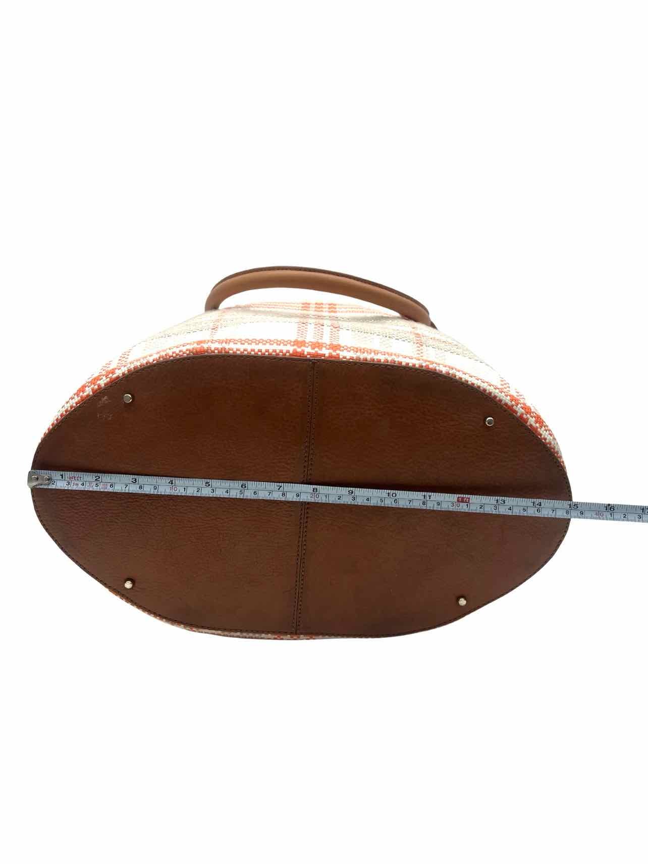 Kate Spade Br/Wh/Or Plaid Fabric/Leather Designer Tote - Image 8