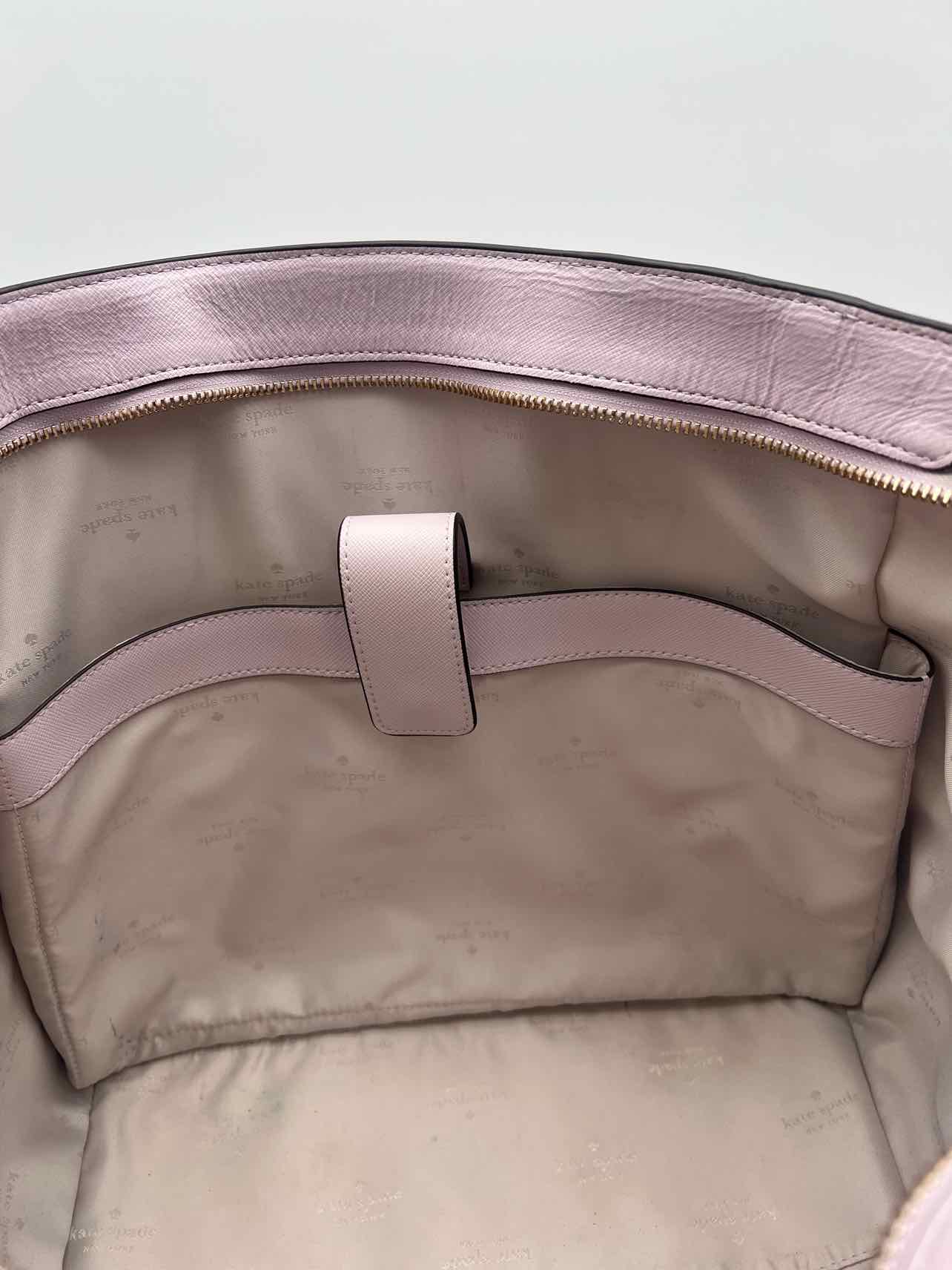 Kate Spade Lilac/Cream Colorblock Saffiano Leather Designer Tote - Image 6