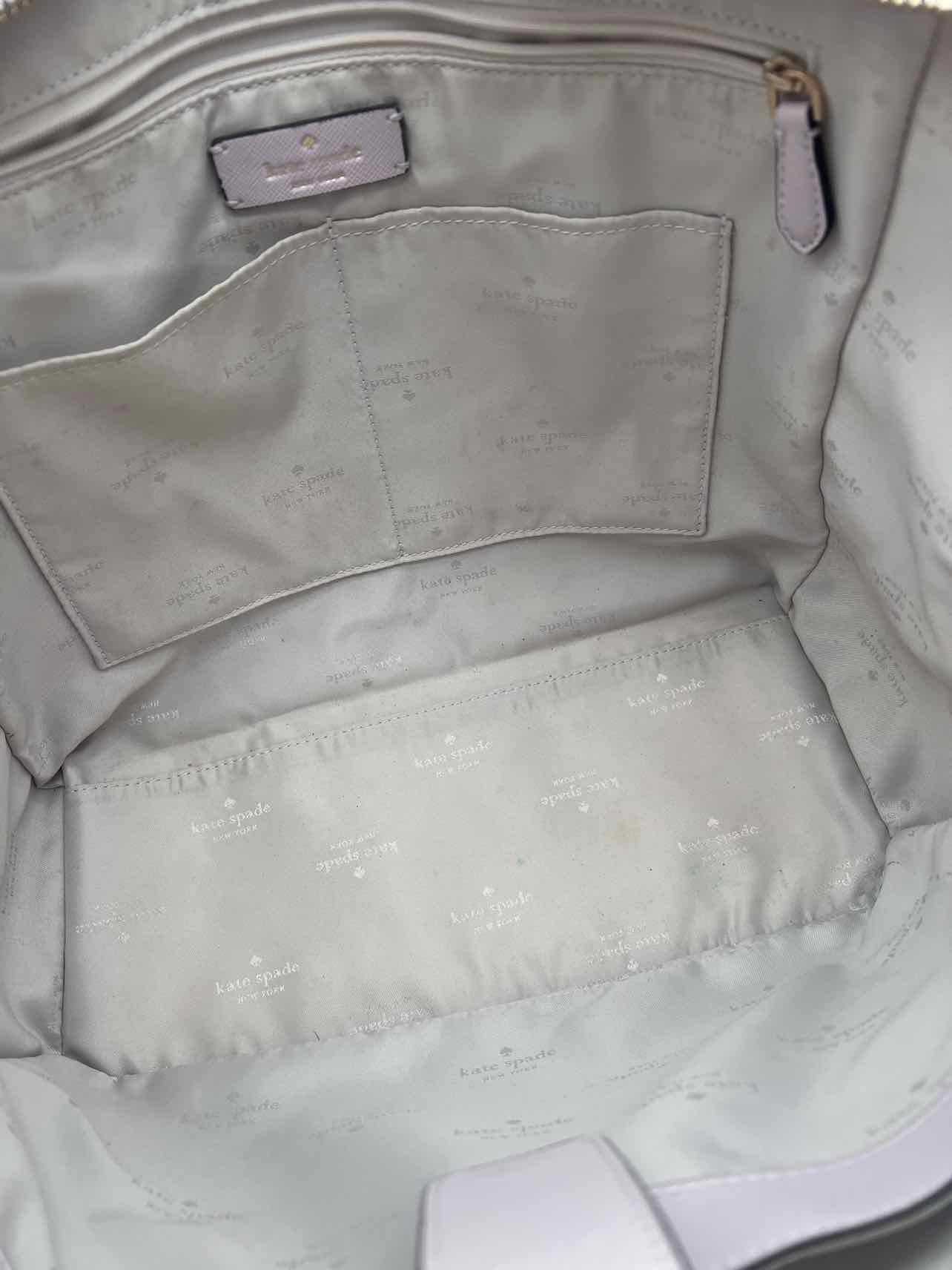Kate Spade Lilac/Cream Colorblock Saffiano Leather Designer Tote - Image 9