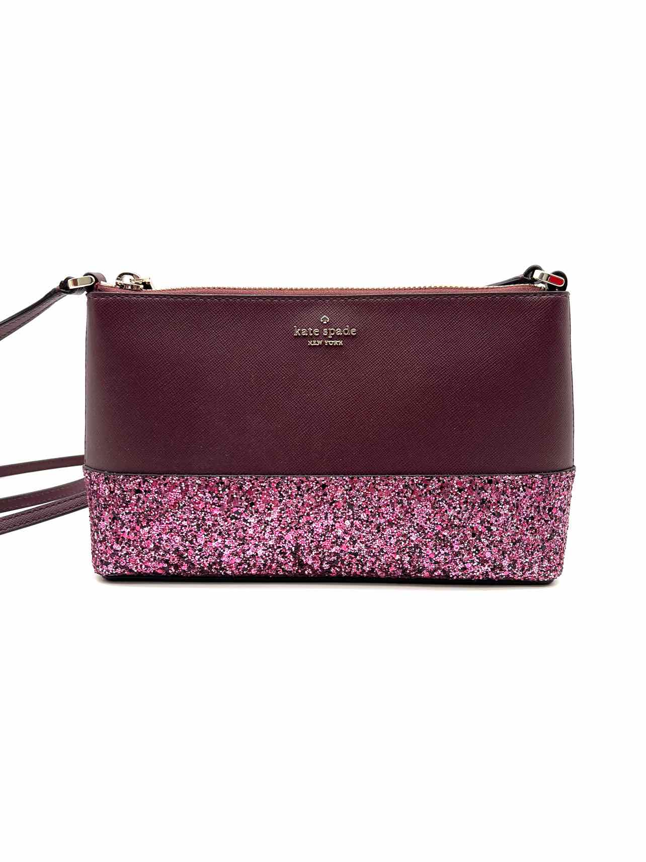 Kate Spade Plum/Pink Glitter Saffiano Designer Crossbody